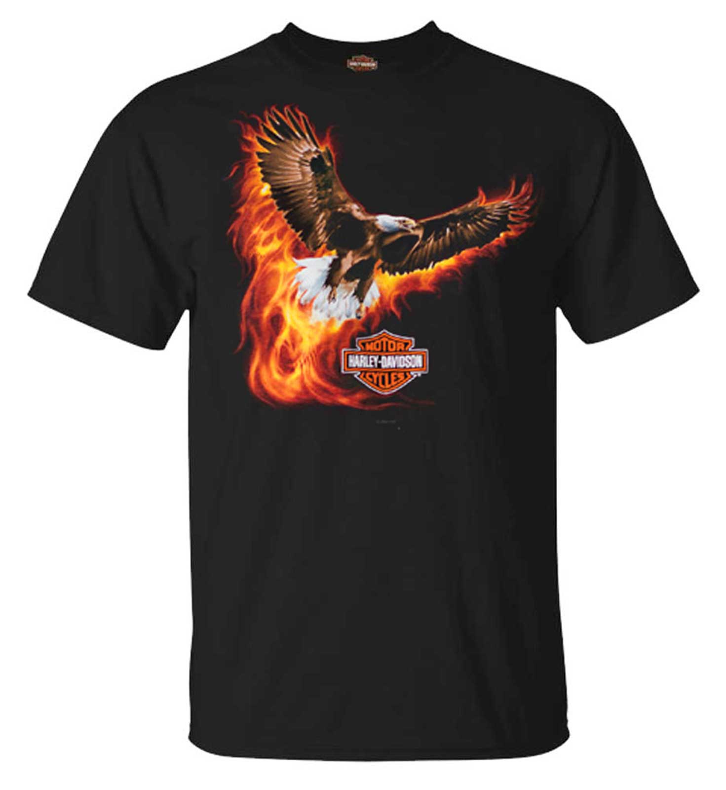 Harley-Davidson Men's Flying Blaze Eagle Short Sleeve Crew-Neck T-Shirt, Black - Wisconsin Harley-Davidson
