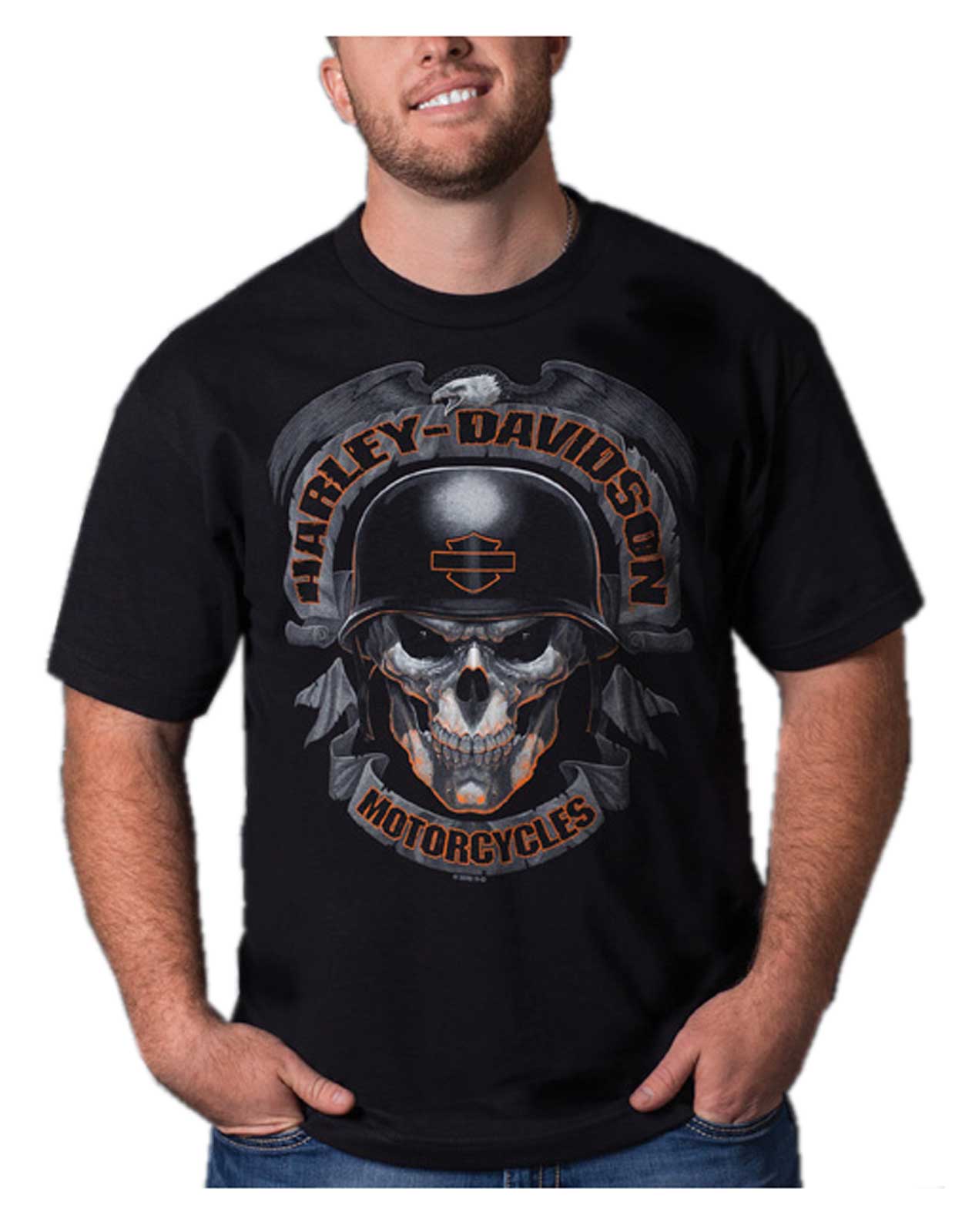 Harley-Davidson® Men's Biker Skull Short Sleeve Crew-Neck Cotton T-Shirt,  Black