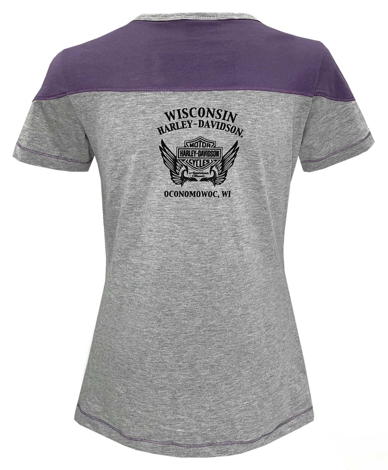 Harley-Davidson Free Shipping - Harley-Davidson Women's Fine Lettering Notched V-Neck Short Sleeve Tee, Gray - Free Shipping on many products plus Orders Over $99