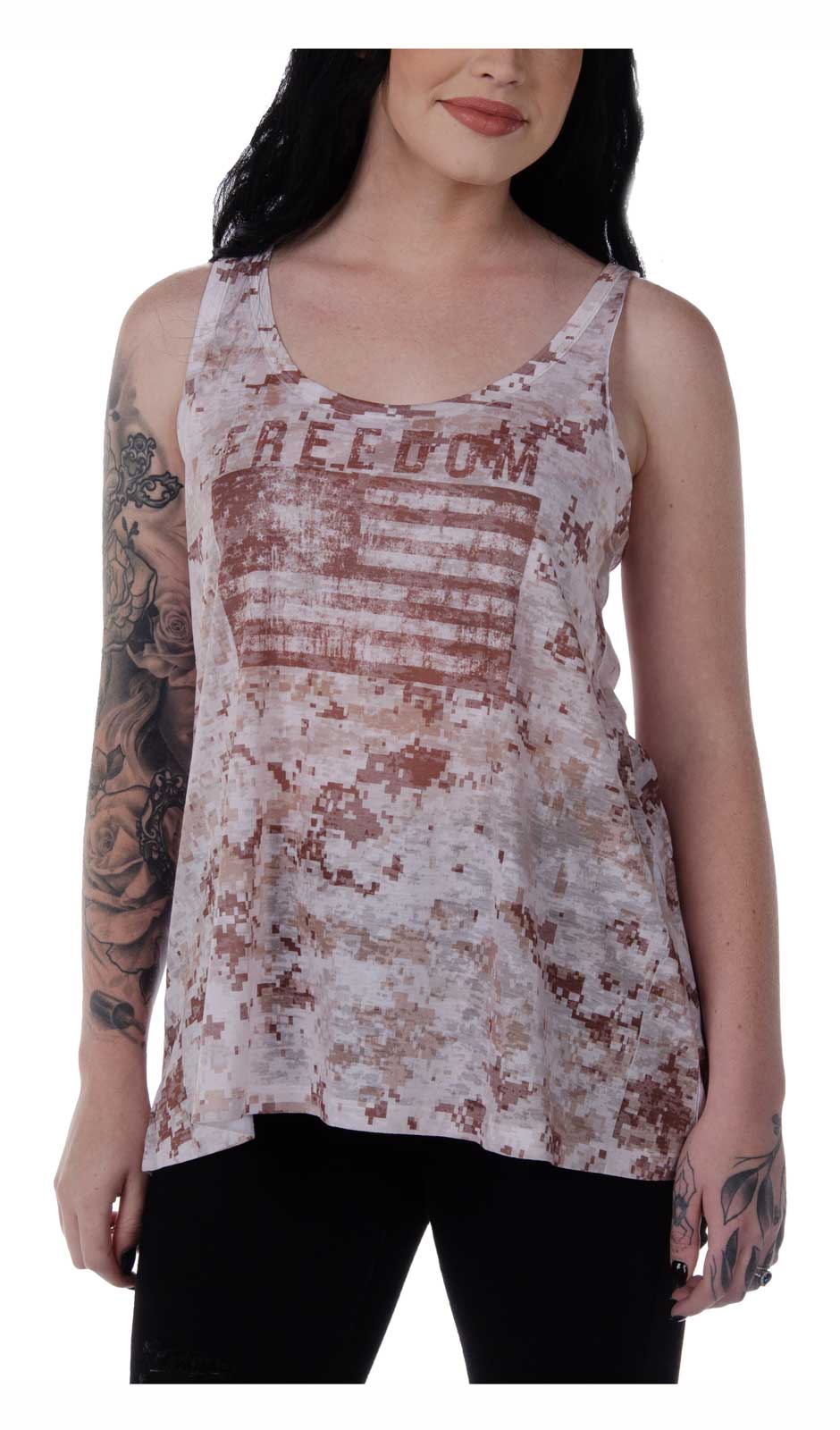 Liberty Wear Women's Desert Route Sleeveless Burnout Tank Top - Desert Camo - Wisconsin Harley-Davidson