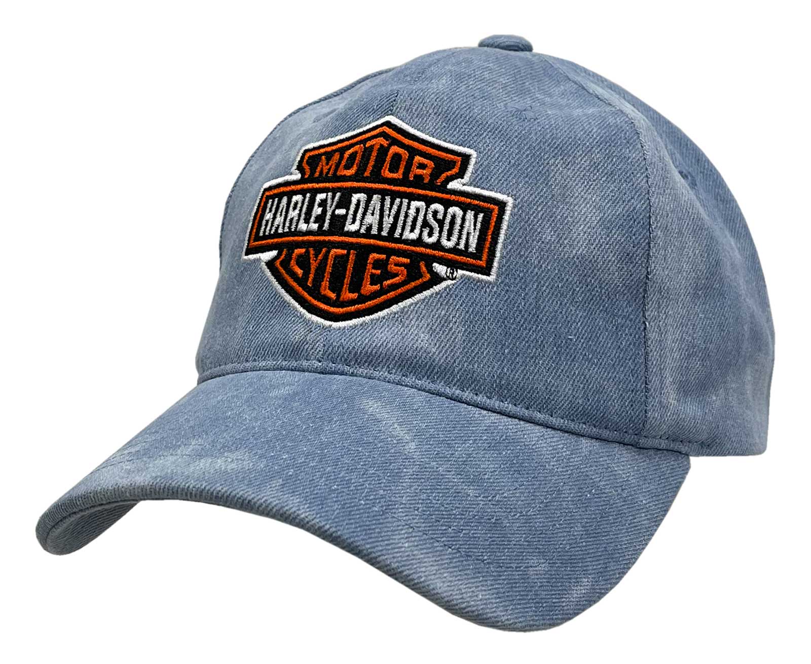 Harley-Davidson Men's Bar & Shield Adjustable Slide Denim Baseball Cap - Blue - Wisconsin Harley-Davidson
