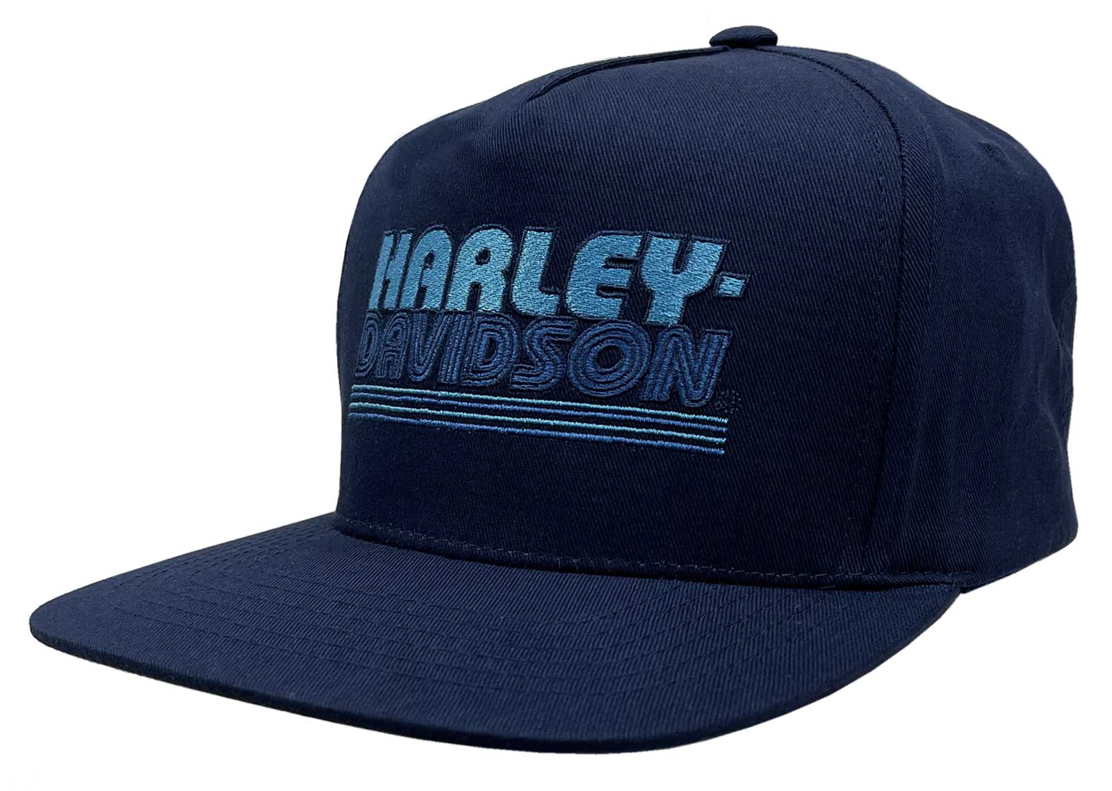 Harley-Davidson Men's Cool Throwback Snapback Flat Brim Baseball Cap - Navy Blue - Wisconsin Harley-Davidson