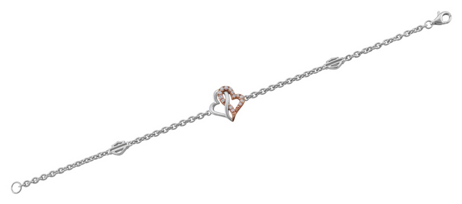Harley-Davidson Women's White & Rose Gold Bling Infinity Hearts Bracelet, Silver - Wisconsin Harley-Davidson