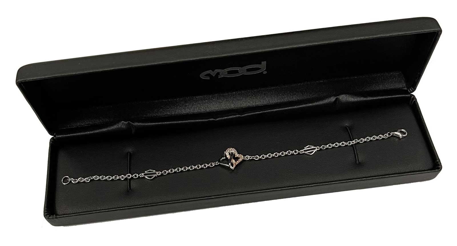 Harley-Davidson Women's White & Rose Gold Bling Infinity Hearts Bracelet, Silver - No Hassle Returns at Wisconsin Harley