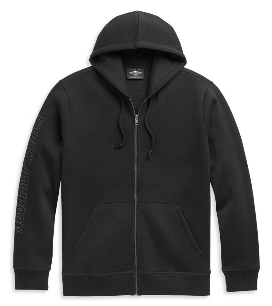 Harley-Davidson® Men's #1 Skull Logo Zippered Front Hoodie - Black