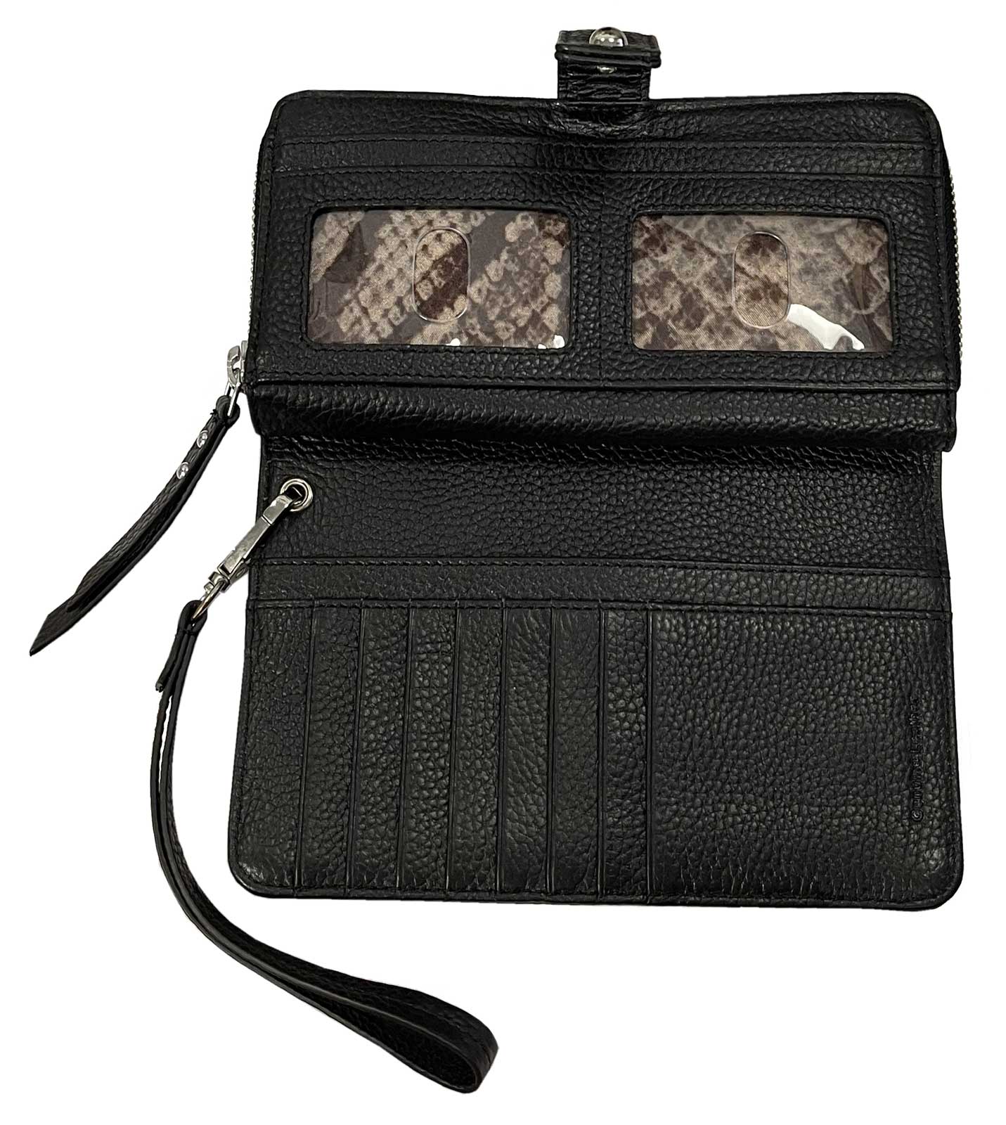 Harley-Davidson Women's Heavy Metal Stud Genuine Leather Clutch Wallet - Black - No Hassle Returns at Wisconsin Harley