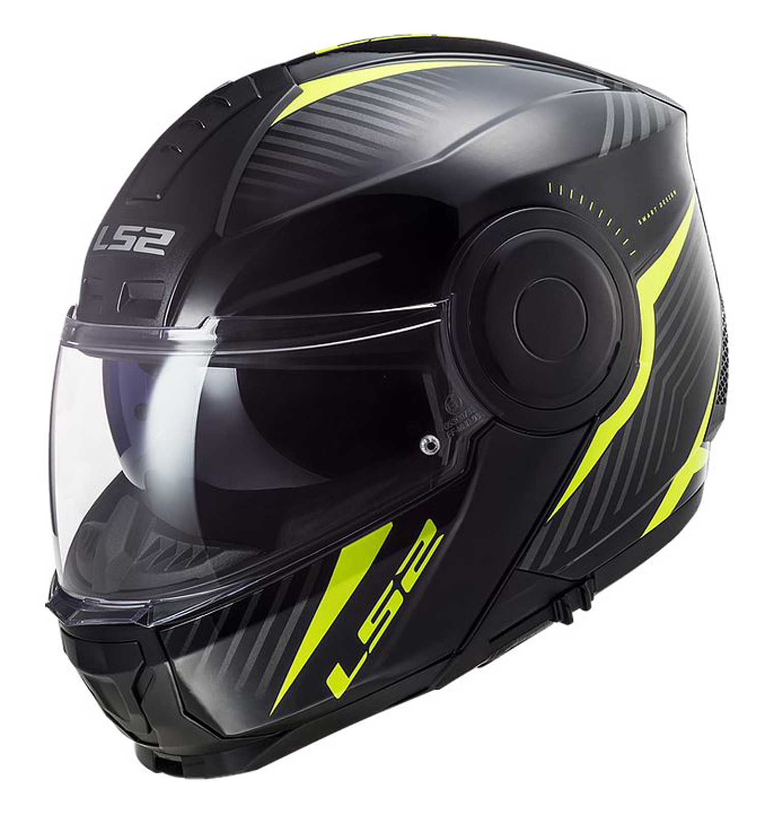 LS2 Helmets Horizon Skid Modular Shield Motorcycle Helmet- Black & Hi-Vis Yellow - Wisconsin Harley-Davidson