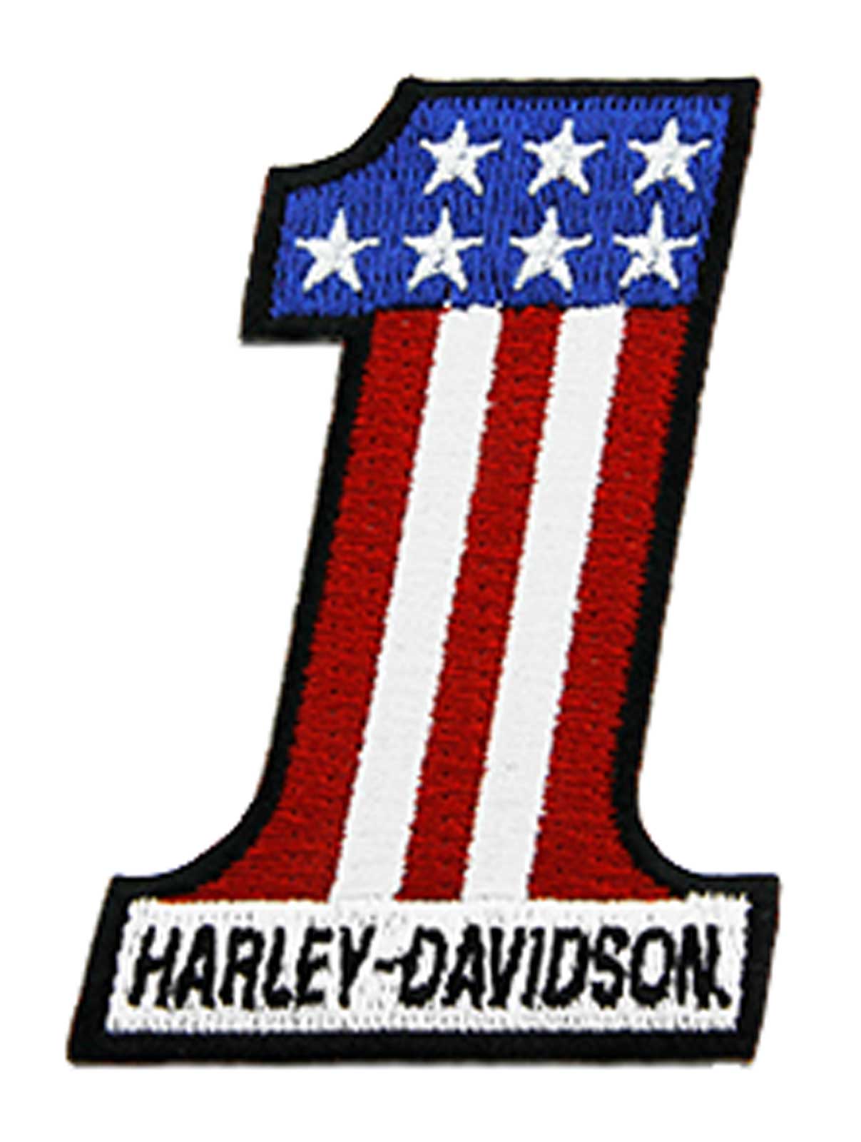 Harley-Davidson 2 inch Embroidered RWB #1 Logo X-Small Emblem Sew-On Patch - Wisconsin Harley-Davidson
