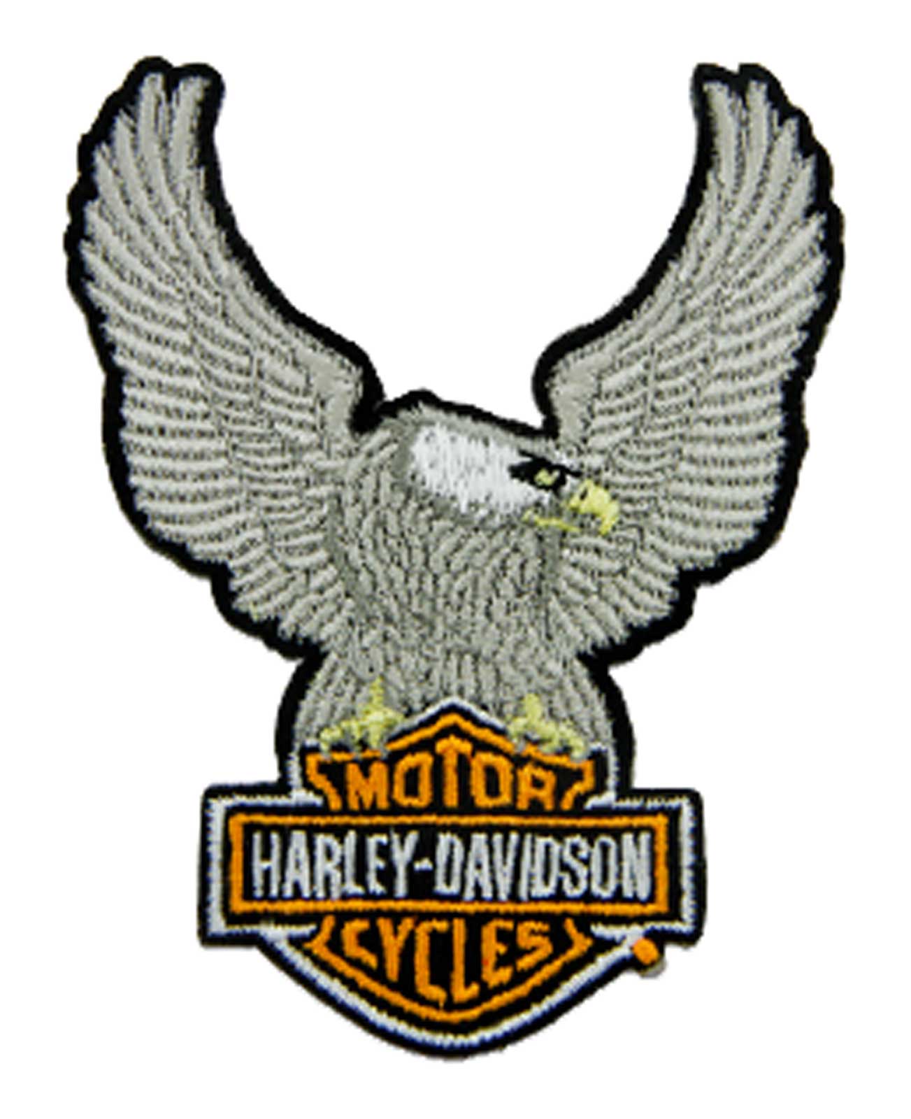 Harley-Davidson 3.5 in Embroidered Silver Eagle Bar & Shield Emblem Sew-On Patch - Wisconsin Harley-Davidson