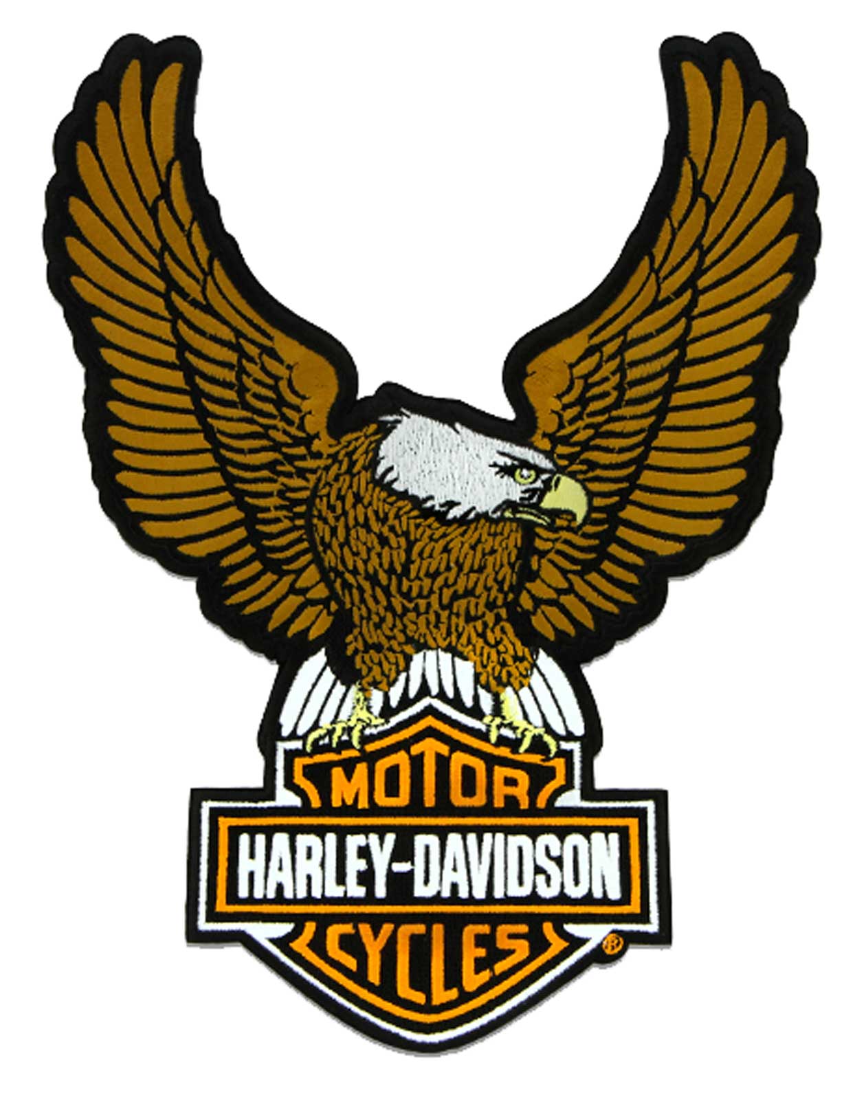 Harley-Davidson 10.25 in Embroidery Brown Eagle Bar & Shield Emblem Sew-On Patch - Wisconsin Harley-Davidson