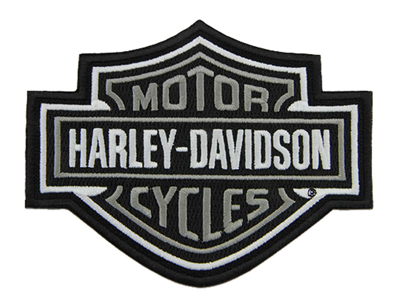Harley-Davidson 5.6 inch Embroidered Gray Bar & Shield Logo Emblem Sew-On Patch - Wisconsin Harley-Davidson