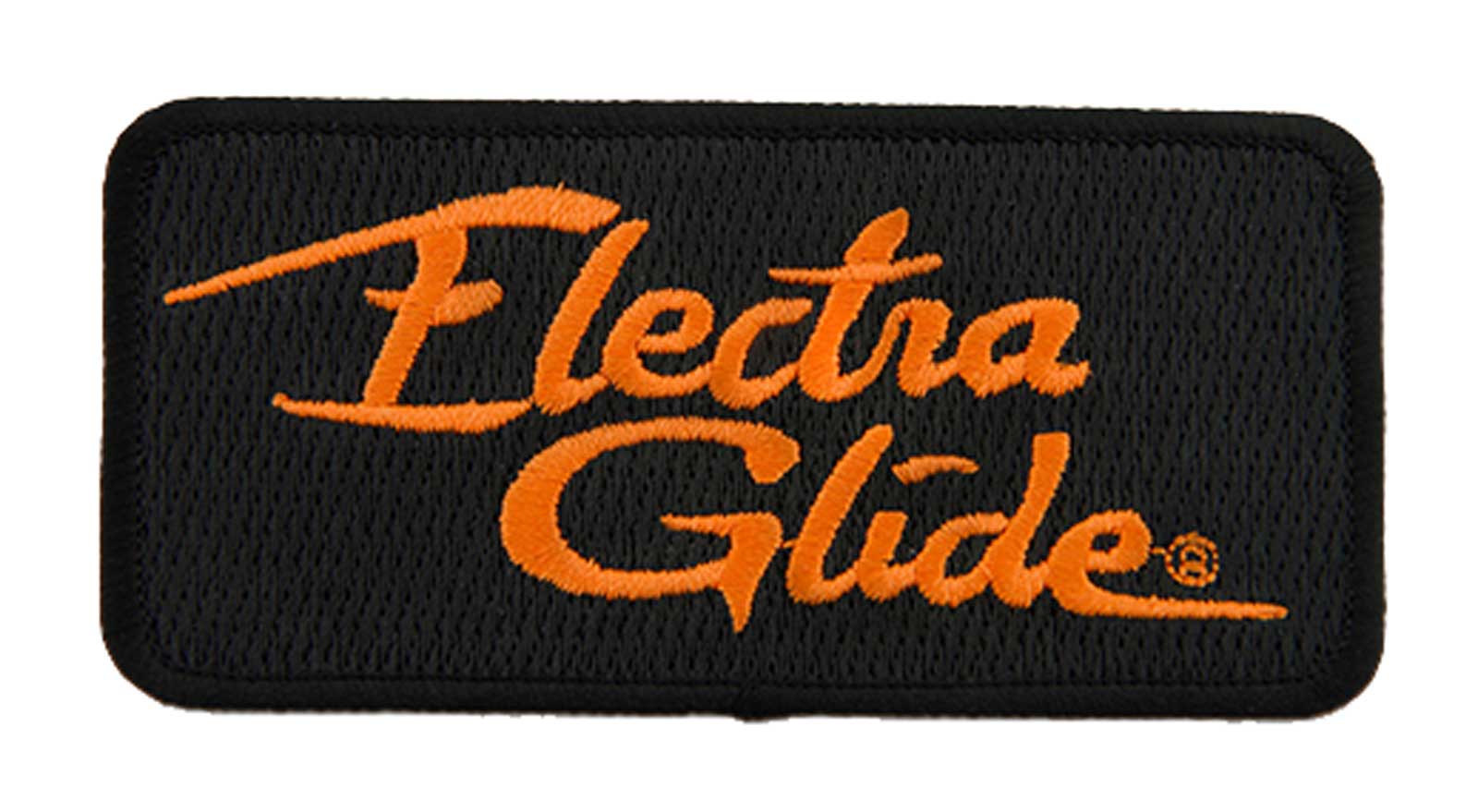 Harley-Davidson 4in Embroidered Electra Glide Emblem Sew-On Patch - Black/Orange - Wisconsin Harley-Davidson