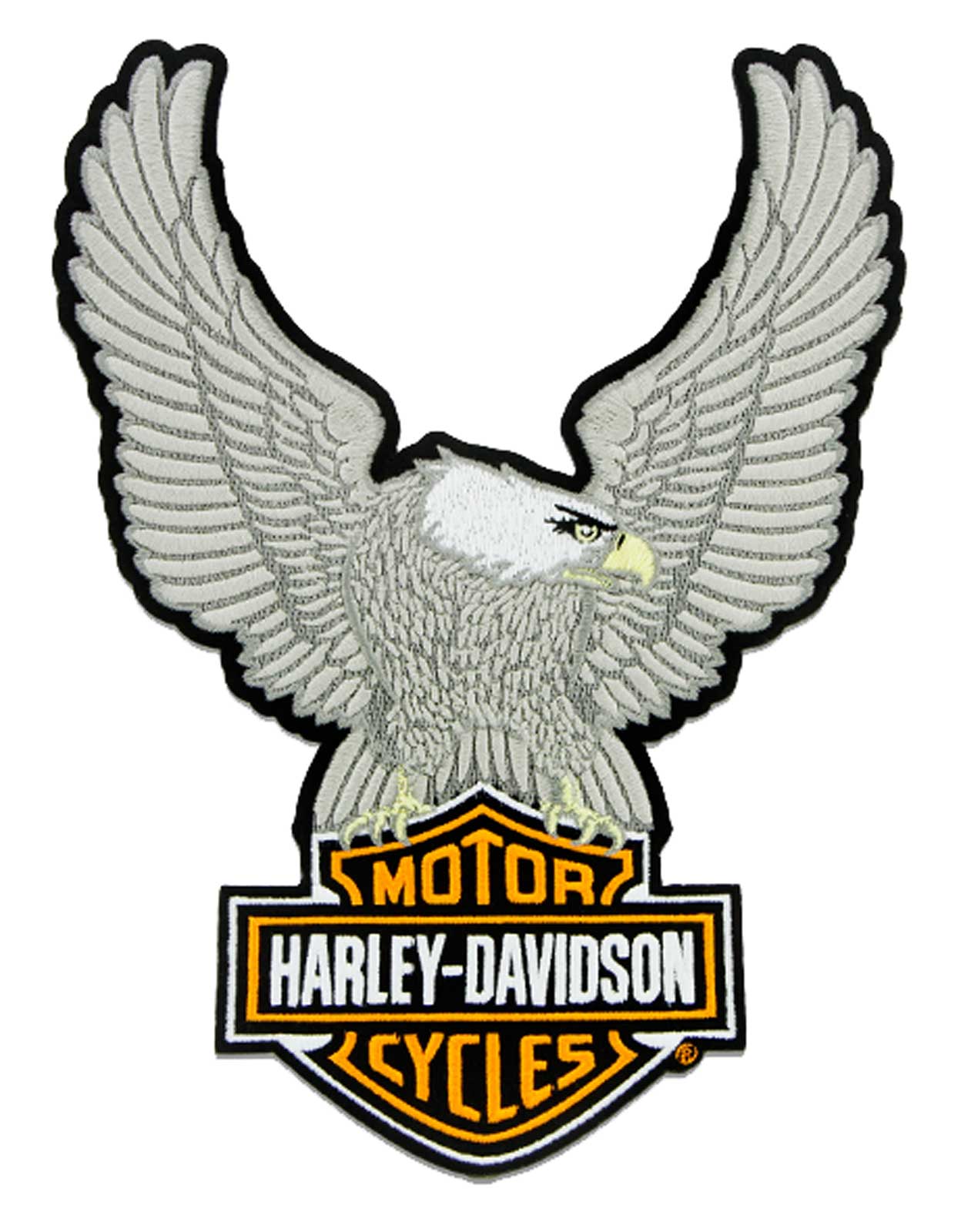 Harley-Davidson 4.5 in. Embroidered Trademark Bar & Shield Emblem Patch -  Gray, Harley Davidson 