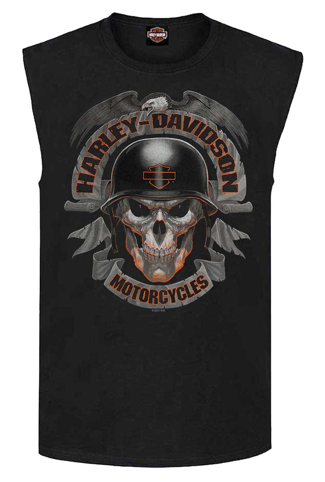Harley-Davidson Men's Ghoulish Biker Skull Sleeveless Cotton Muscle Shirt, Black - Wisconsin Harley-Davidson