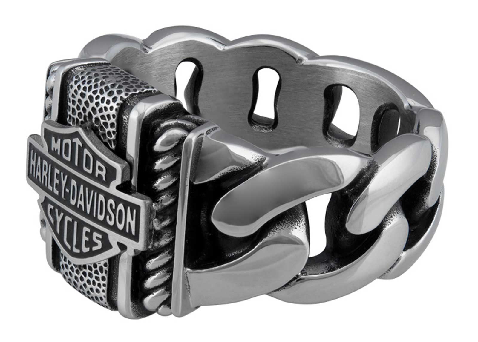 Harley-Davidson Free Shipping - Harley-Davidson Men's Bar & Shield Curb Link Stainless Steel Metal Ring, Silver - Free Shipping on many products plus Orders Over $99
