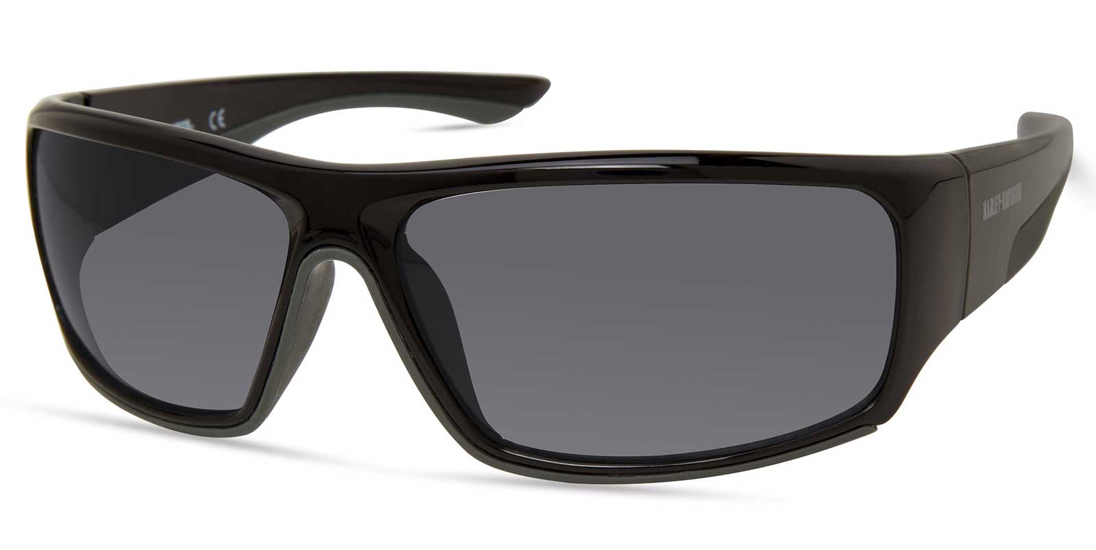 Harley-Davidson Men's Wide Wrap Sunglasses, Shiny Black Frame/Smoke Lenses - Wisconsin Harley-Davidson