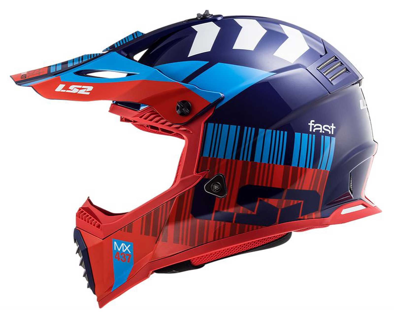LS2 Mxsport フルフェイスヘルメット LS2 Helmets Gate XCODE Full Face MX Motorcycle Helmet, Gloss Red