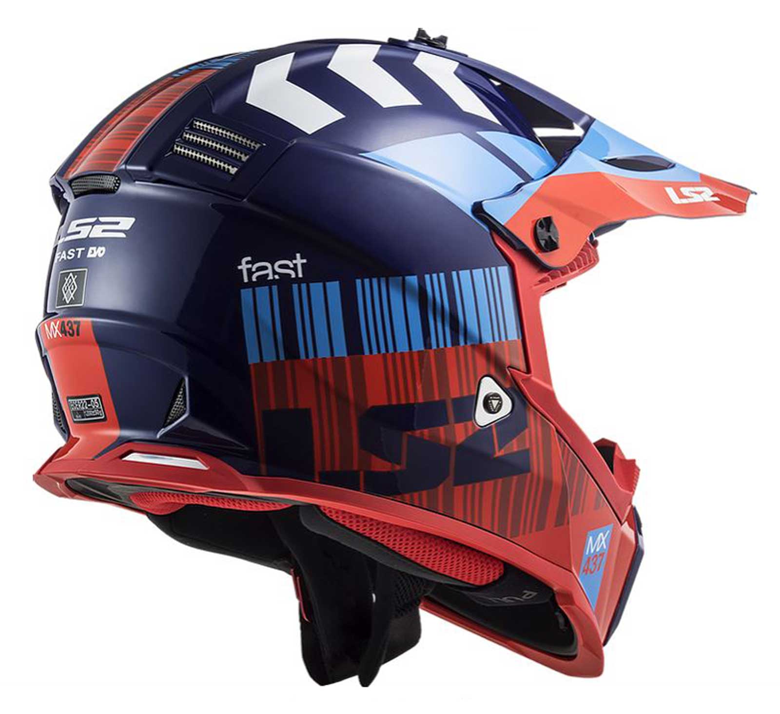 LS2 Helmets Gate XCODE Full Face MX Motorcycle Helmet, Gloss Red & Blue - No Hassle Returns at Wisconsin Harley