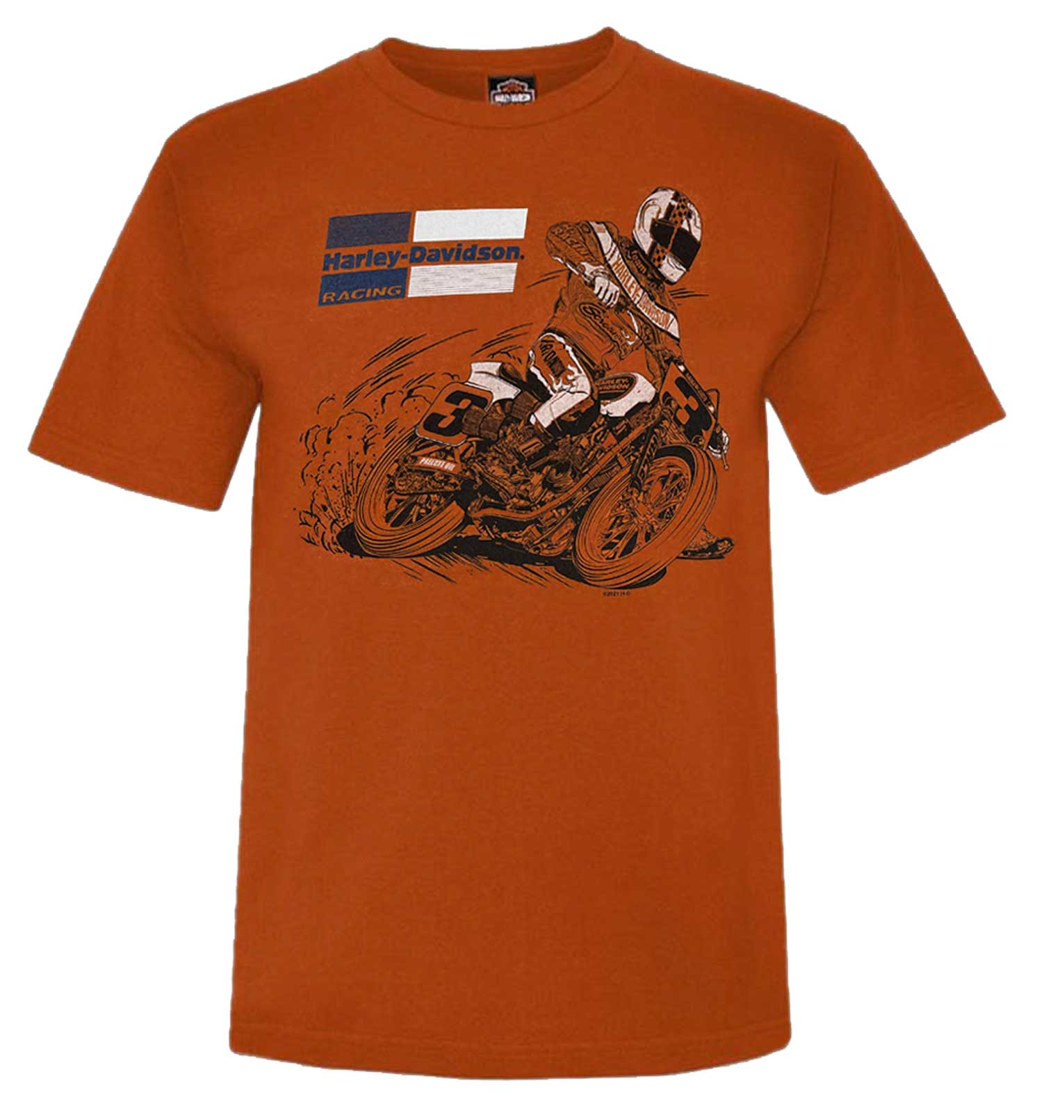Harley-Davidson Men's Racing Fury Short Sleeve Crew-Neck Graphic Tee - Orange - Wisconsin Harley-Davidson
