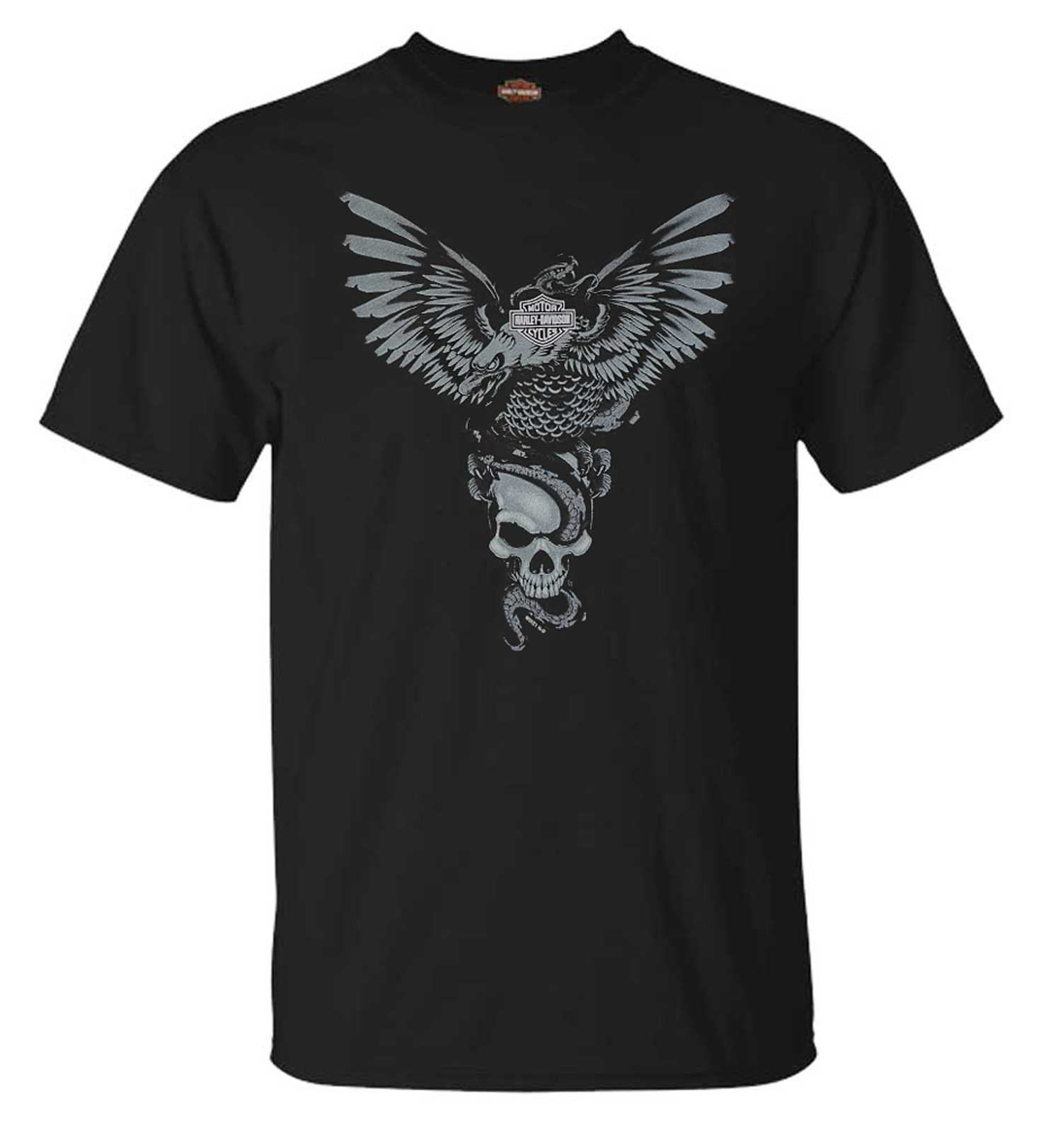 Harley-Davidson Men's Iron Wings Short Sleeve Crew-Neck Graphic Tee, Black - Wisconsin Harley-Davidson
