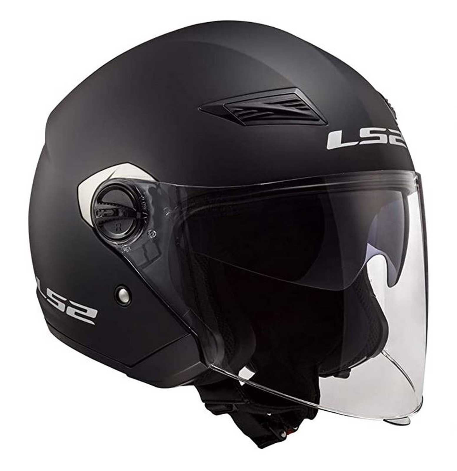 LS2 Helmets Track Open Face Motorcycle Sun-Shield Helmet - Solid Matte Black - Wisconsin Harley-Davidson