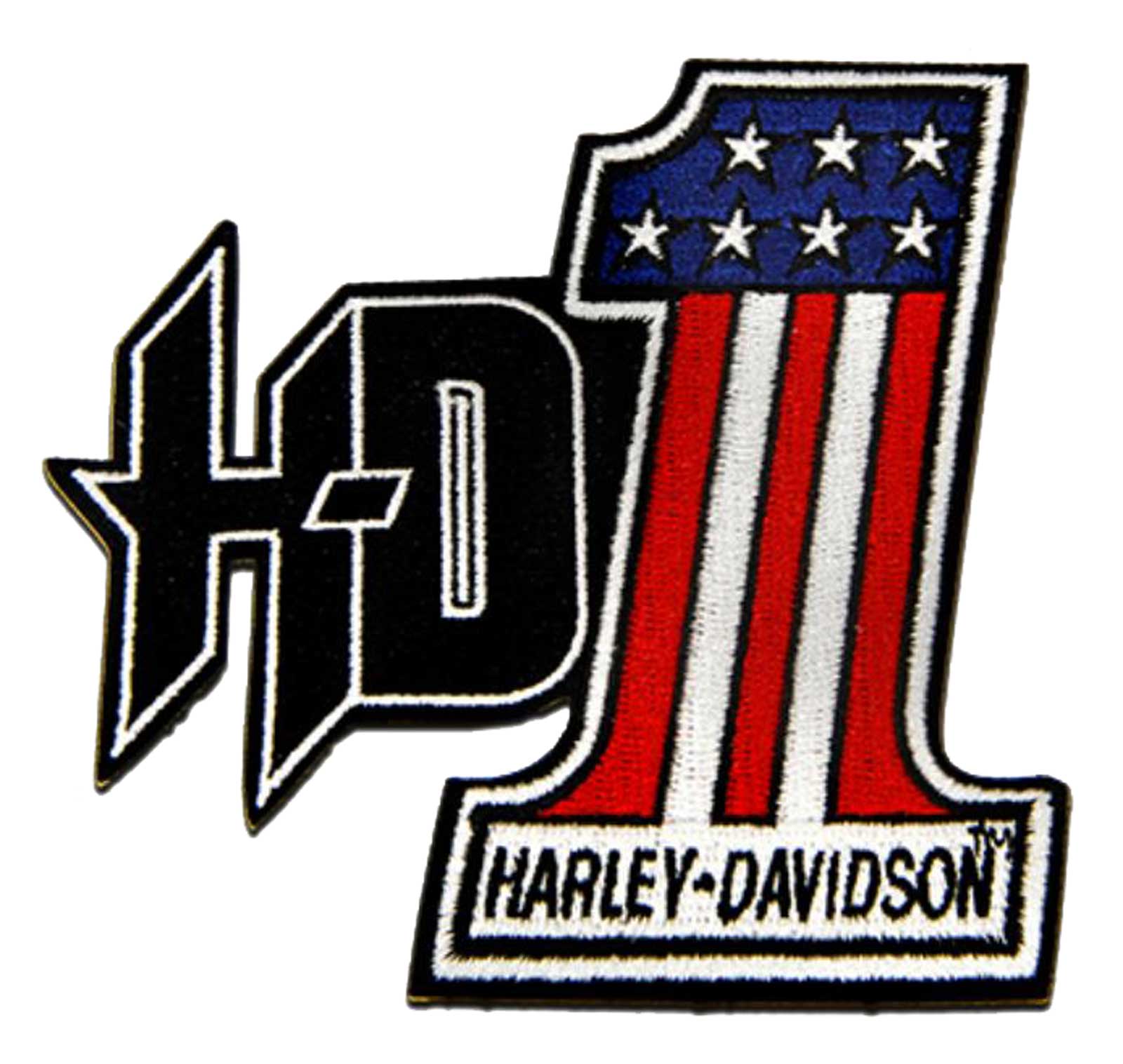 Harley-Davidson 4 in. Embroidered #1 RWB Logo H-D Emblem Sew-On Patch - Black - Wisconsin Harley-Davidson