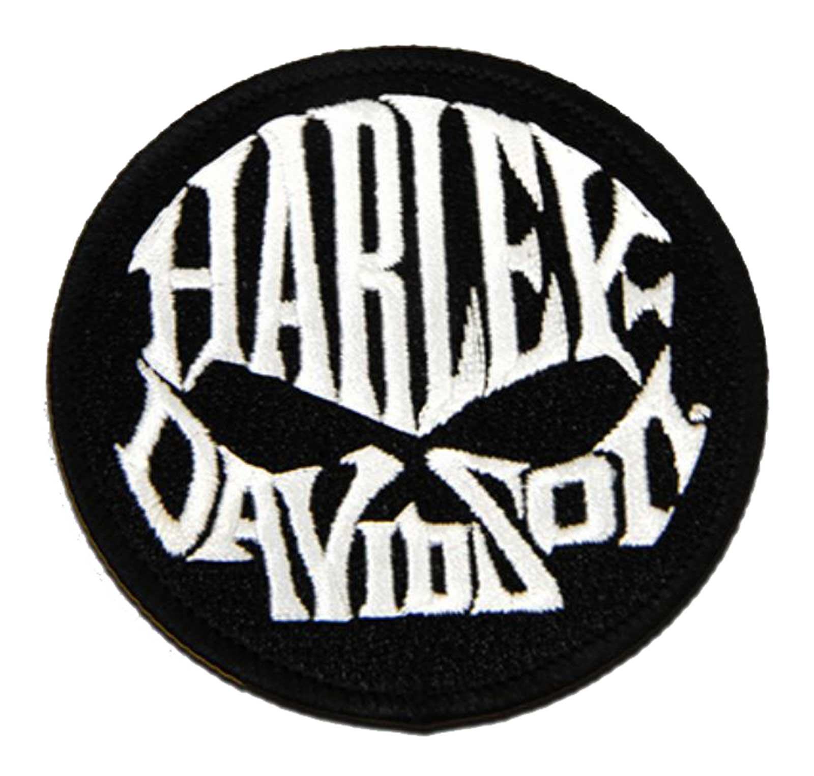 Harley-Davidson 3in. Embroidered Willie G Skull Text Emblem Sew-On Patch - Black - Wisconsin Harley-Davidson