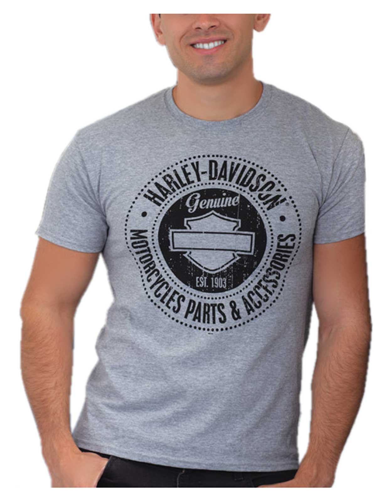 Harley-Davidson Men's Bar & Shield Chest Pocket Short Sleeve T-Shirt - Gray - Wisconsin Harley-Davidson