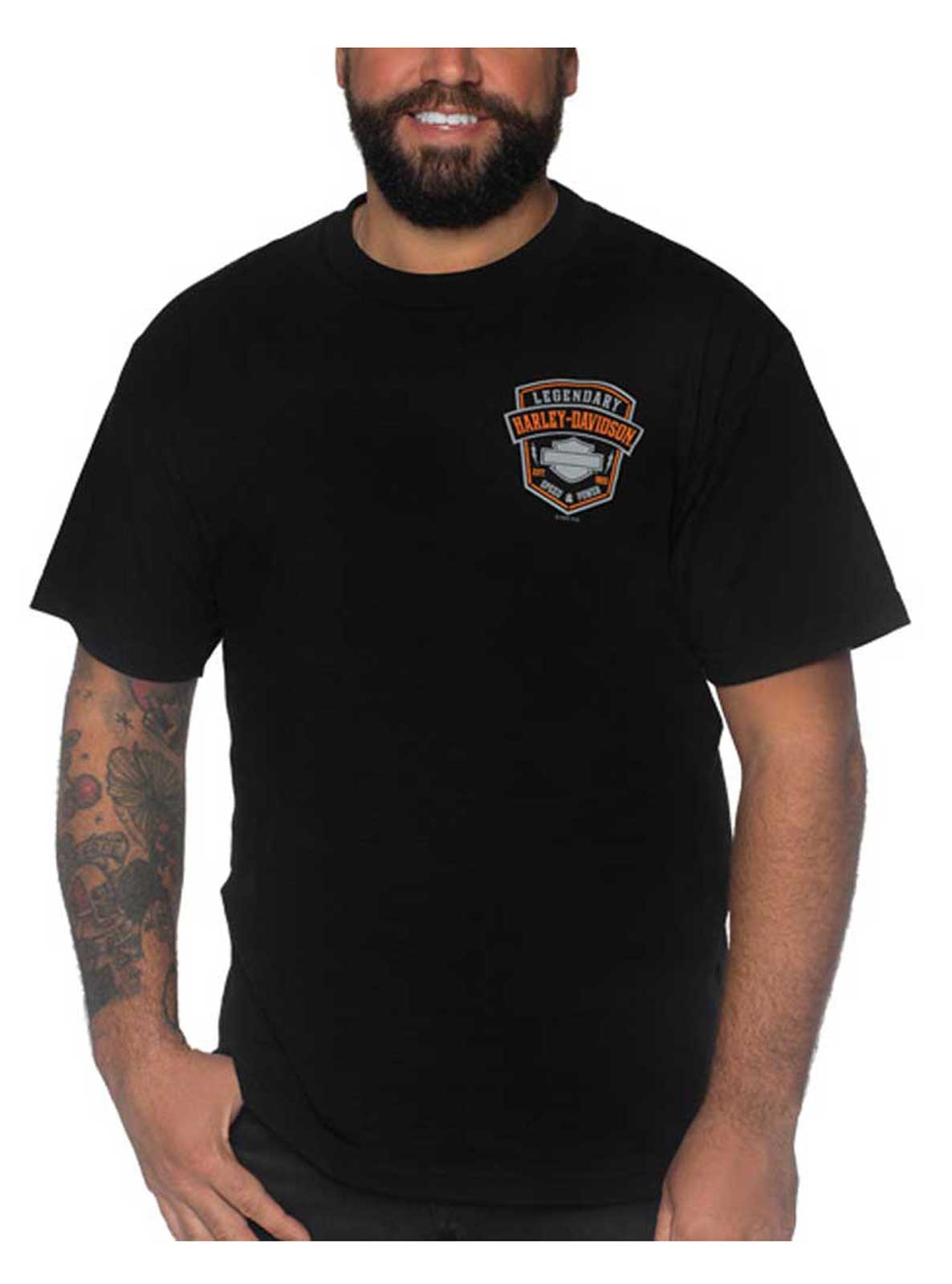 Harley-Davidson Men's Speed Heavy Crew-Neck Short Sleeve Cotton T-Shirt, Black - Wisconsin Harley-Davidson