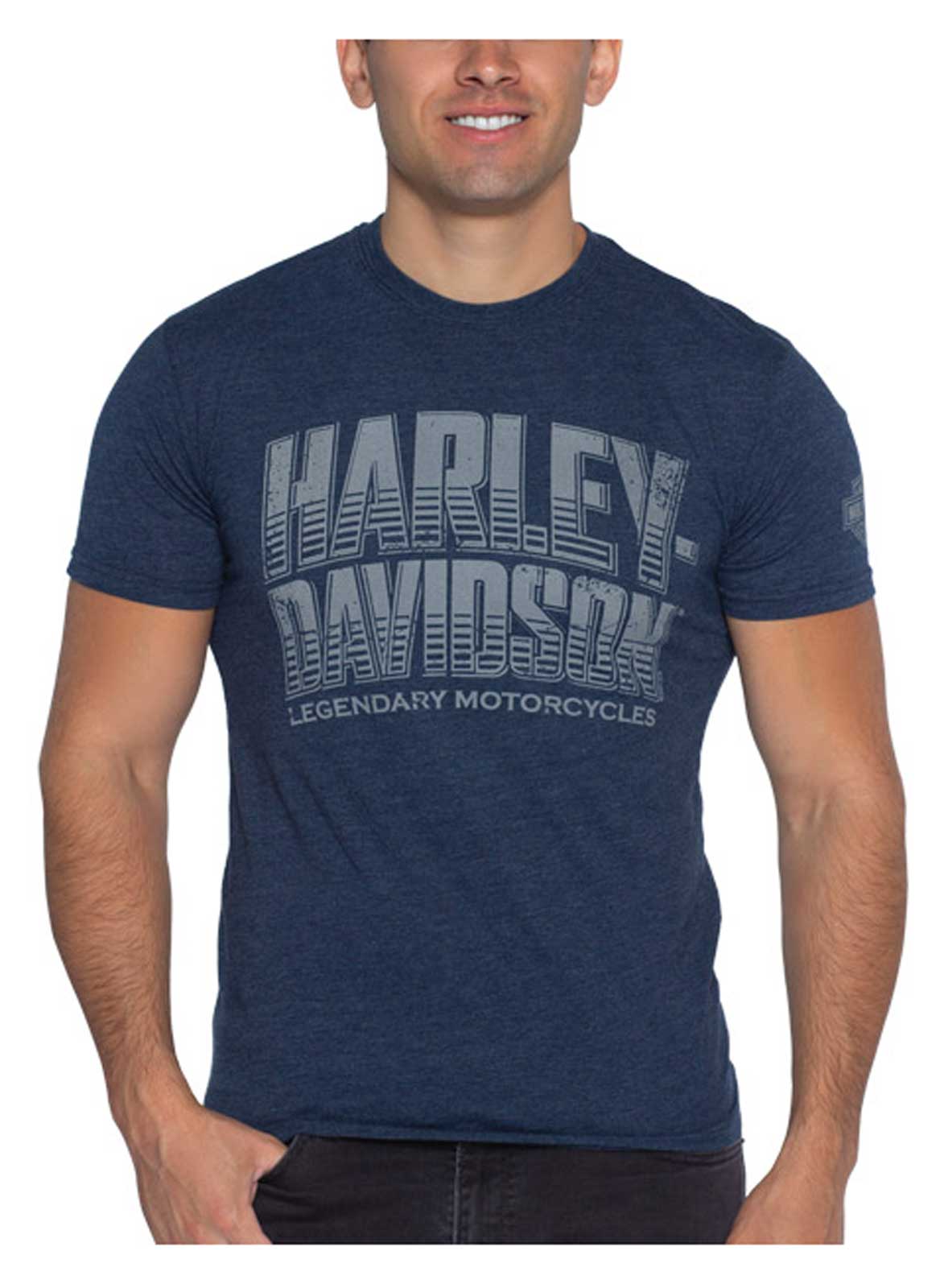 Harley-Davidson® Men's Nickel H-D Short Sleeve Poly-Blend T-Shirt, Navy Blue