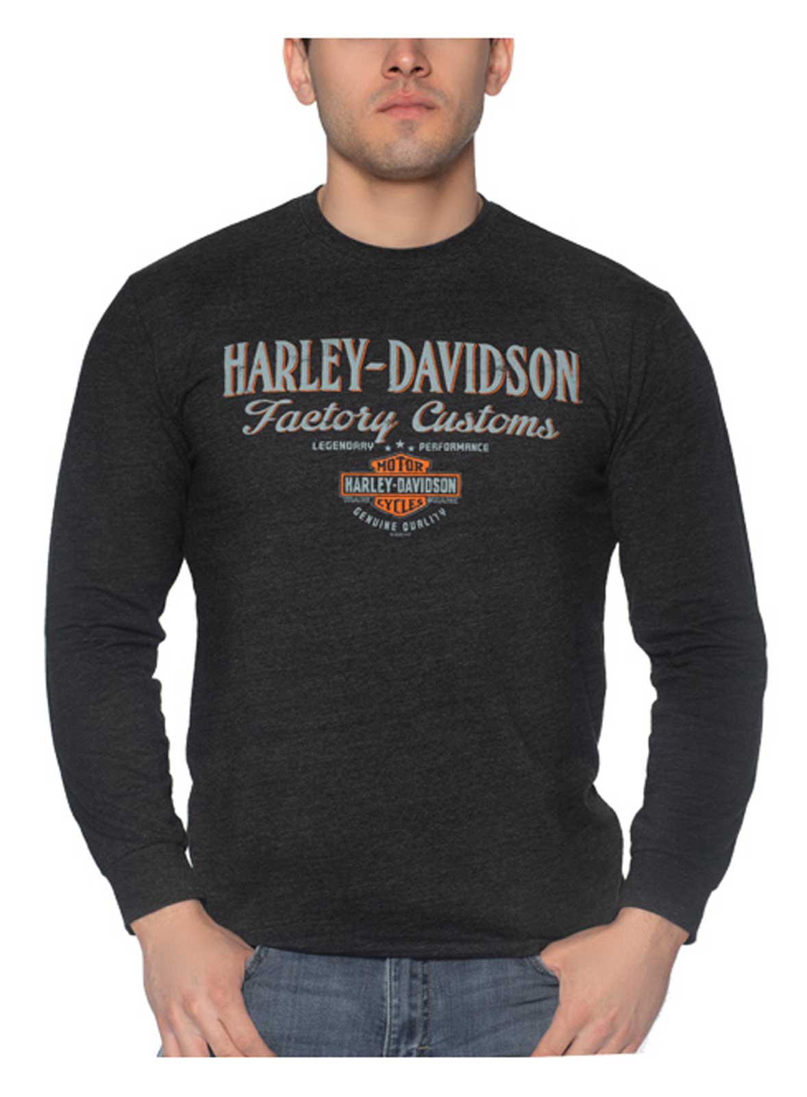Harley-Davidson Men's Offended Long Sleeve Poly-Blend Crew-Neck Shirt, Black - Wisconsin Harley-Davidson