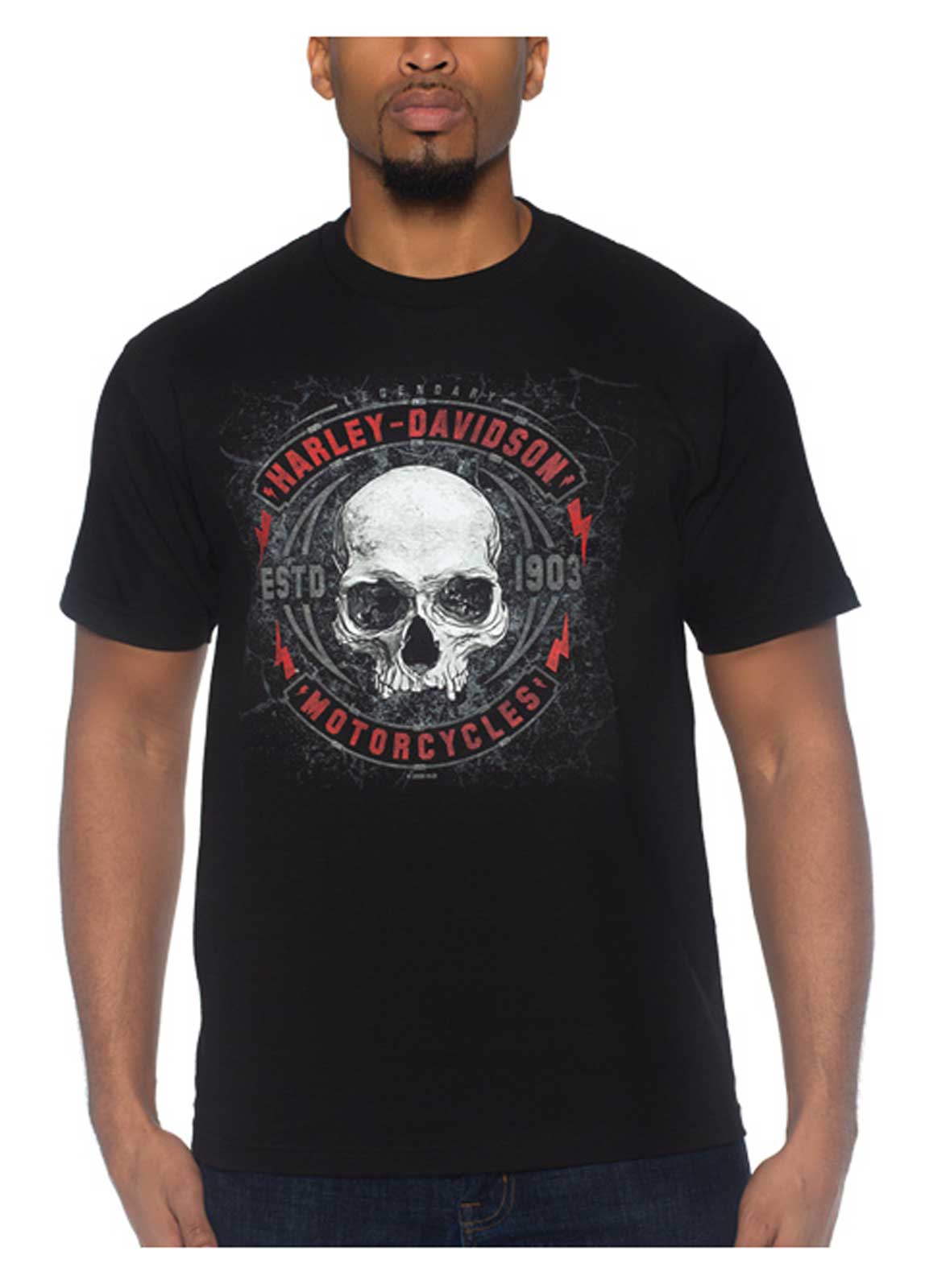 Harley-Davidson Men's Dark Flyer Short Sleeve Crew-Neck Cotton T-Shirt, Black - Wisconsin Harley-Davidson