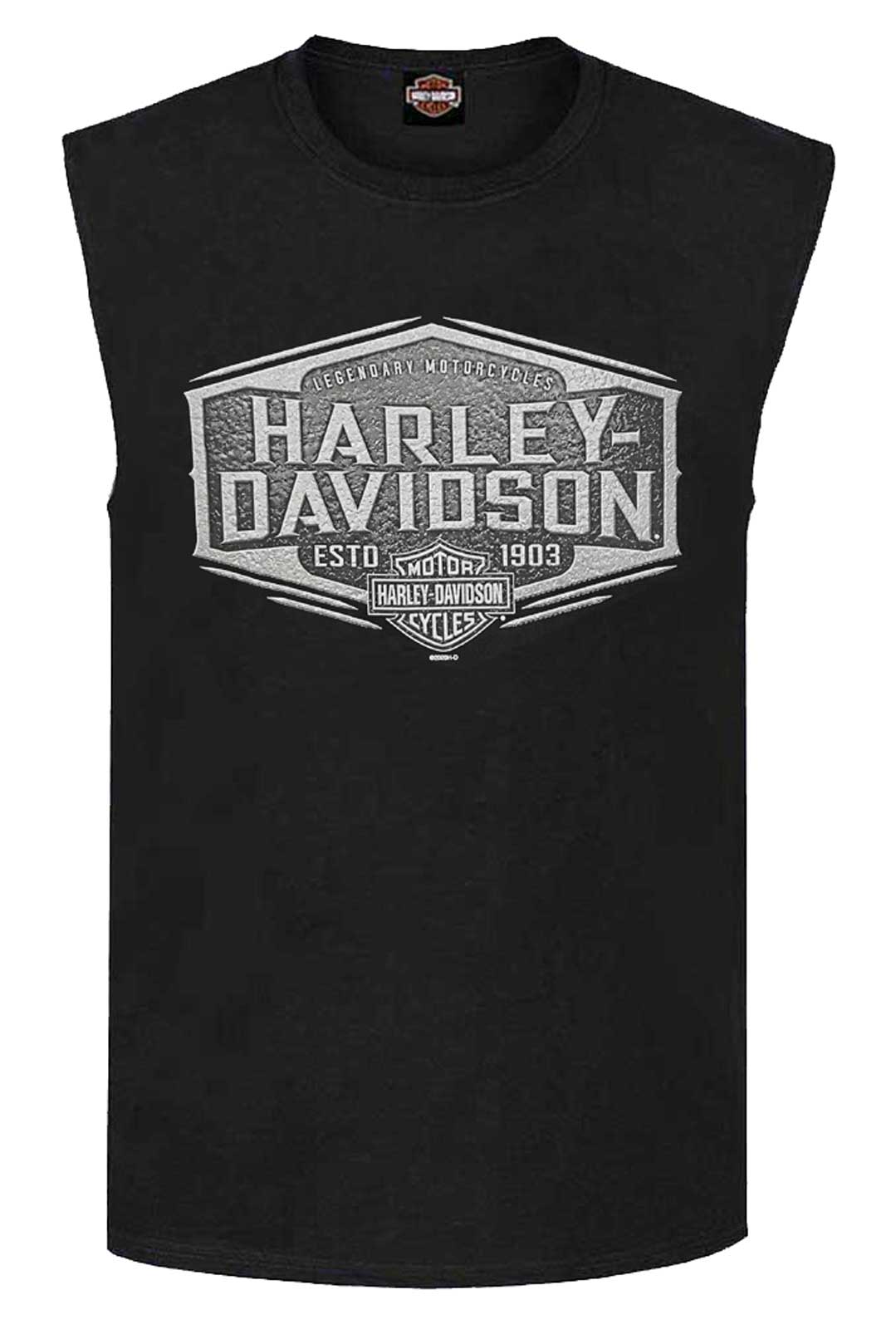 Harley-Davidson Men's Heavy Metal B&S Sleeveless Cotton Muscle Tee - Black - Wisconsin Harley-Davidson