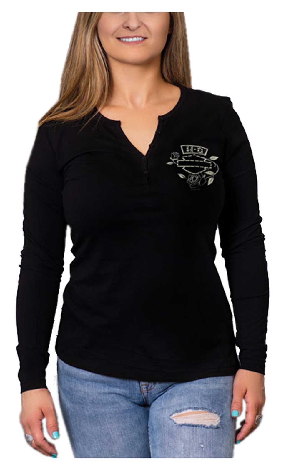 Long-Sleeve Henley T-Shirt for Women