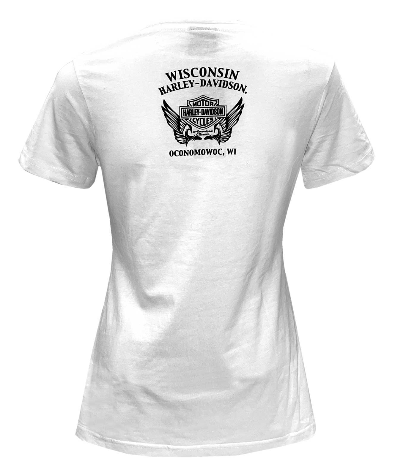 Harley-Davidson Free Shipping - Harley-Davidson Women's Vertical Stones Short Sleeve V-Neck Cotton Tee, White - Free Shipping on many products plus Orders Over $99