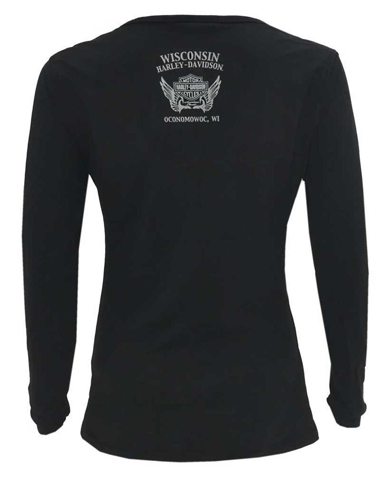 Harley-Davidson Free Shipping - Harley-Davidson Women's Scripted Long Sleeve Cross-Strap Poly-Blend Shirt, Black - Free Shipping on many products plus Orders Over $99