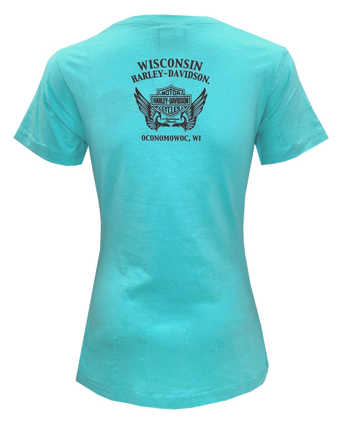 Harley-Davidson Free Shipping - Harley-Davidson Women's Rhinestone Skull & Roses Short Sleeve Cotton Tee - Blue - Free Shipping on many products plus Orders Over $99