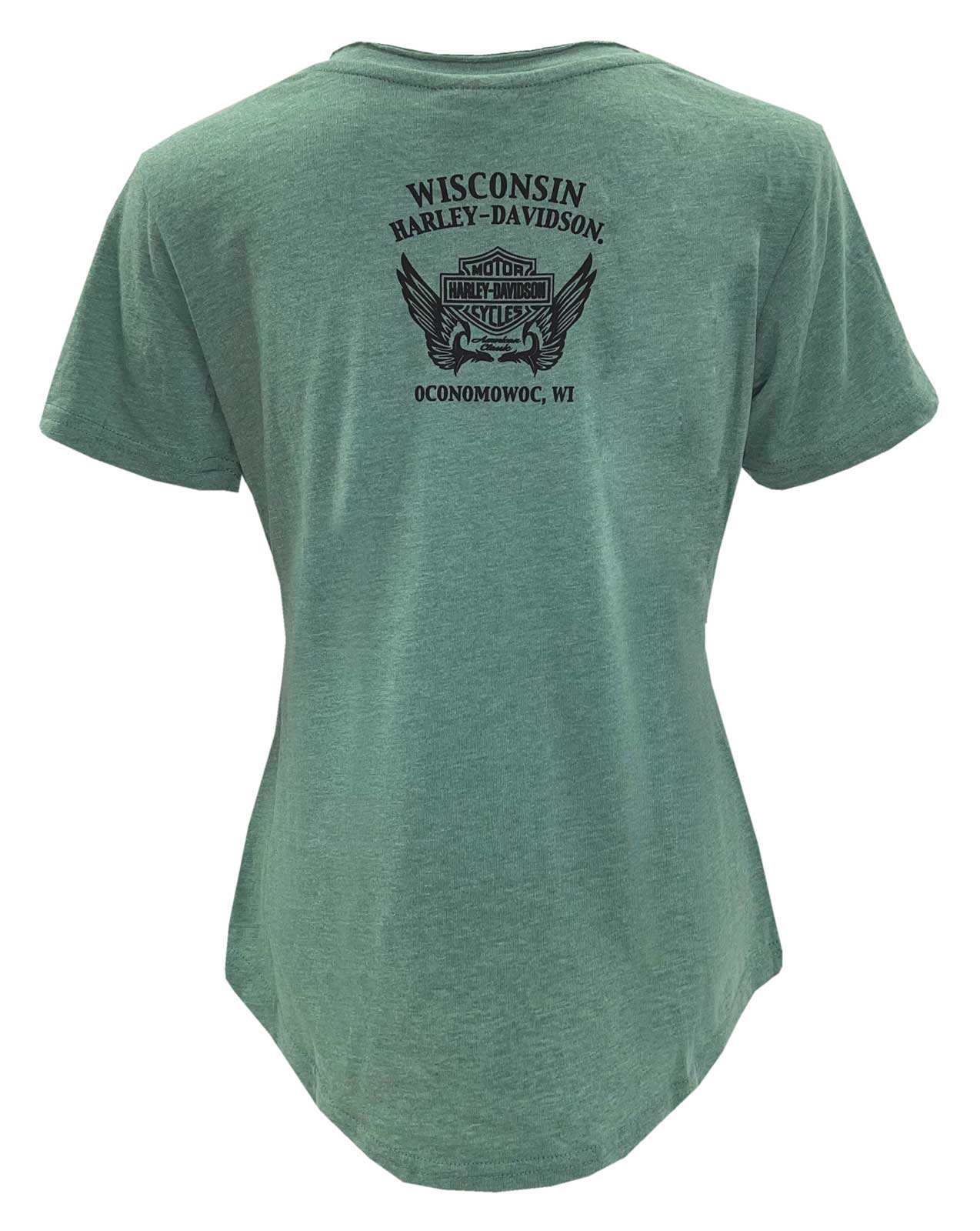 Harley-Davidson Free Shipping - Harley-Davidson Women's Lost Wings Poly-Blend Short Sleeve V-Neck Tee - Green - Free Shipping on many products plus Orders Over $99