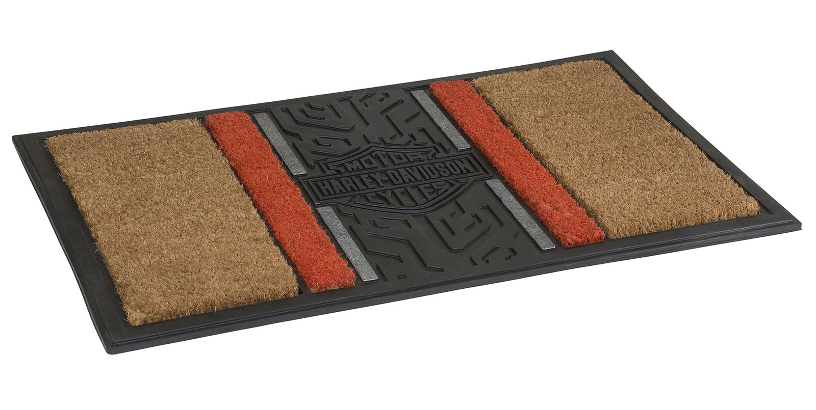 Harley-Davidson Bar & Shield Tire Tread Non-Slip Rubber & Coir Entry Mat - Black - Wisconsin Harley-Davidson