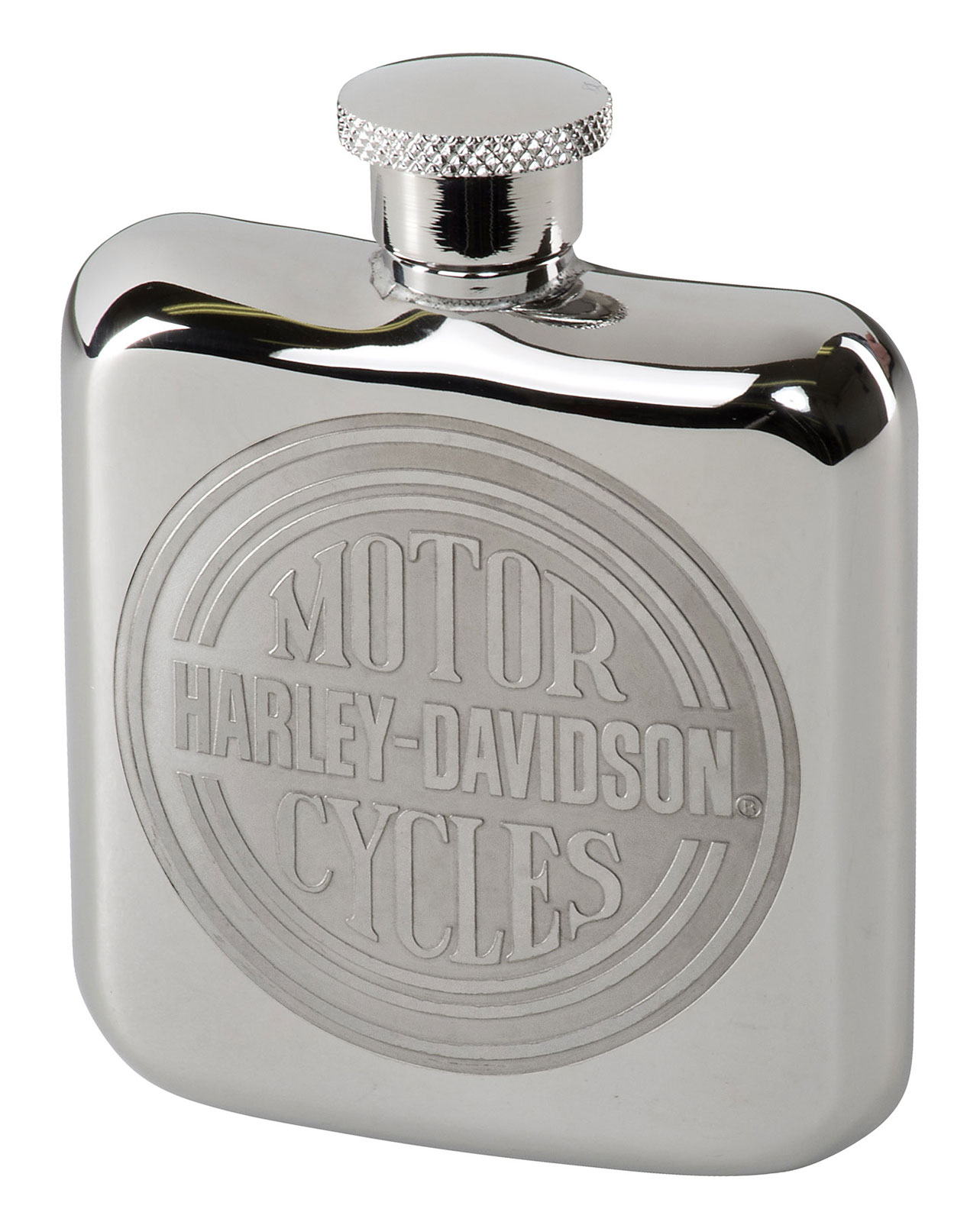 Harley-Davidson Engraved Circle H-D Logo Stainless Steel Hip Flask - Silver - Wisconsin Harley-Davidson