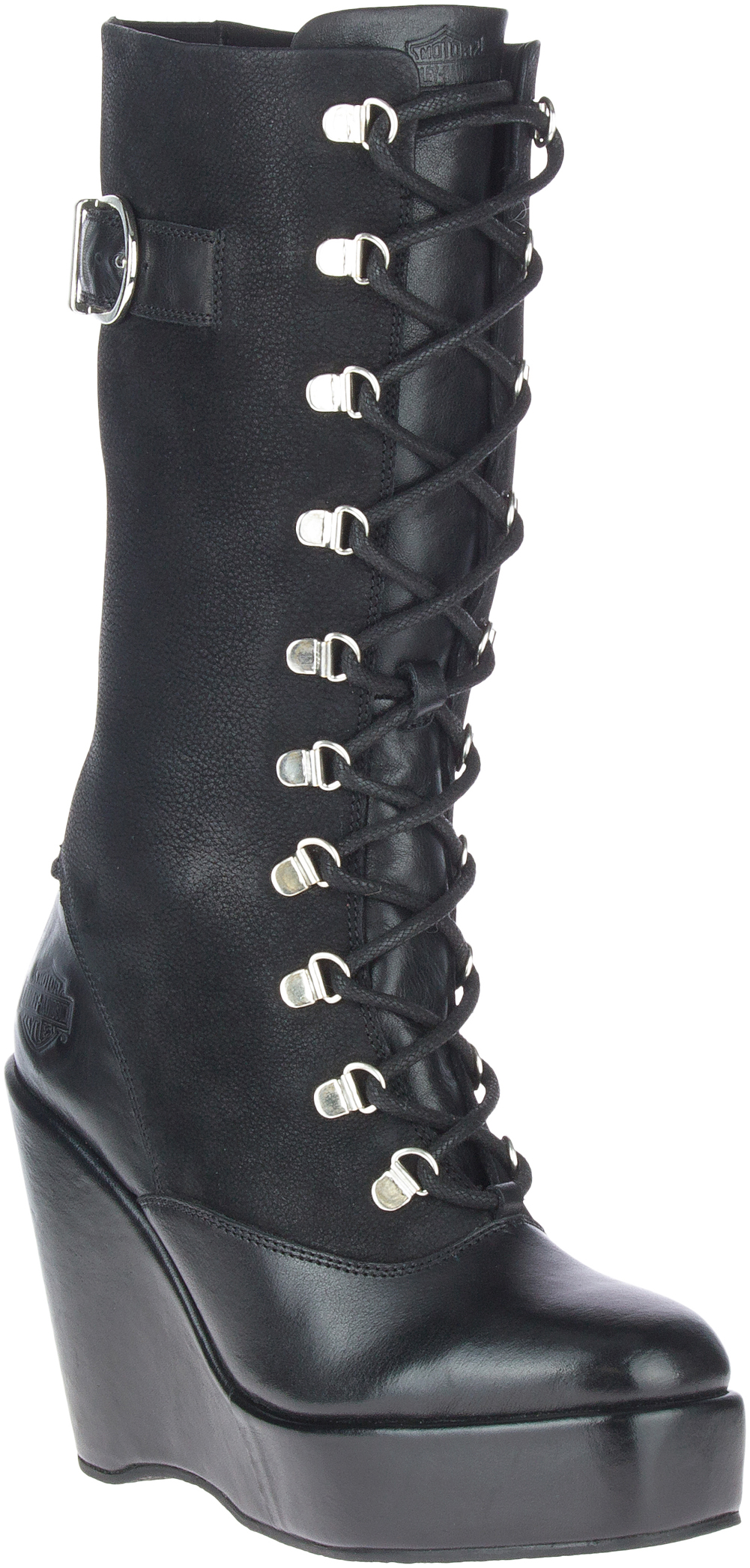 Harley-Davidson Women's Celina Black 10.75-Inch Fashion Wedge Boots, D84732 - Wisconsin Harley-Davidson