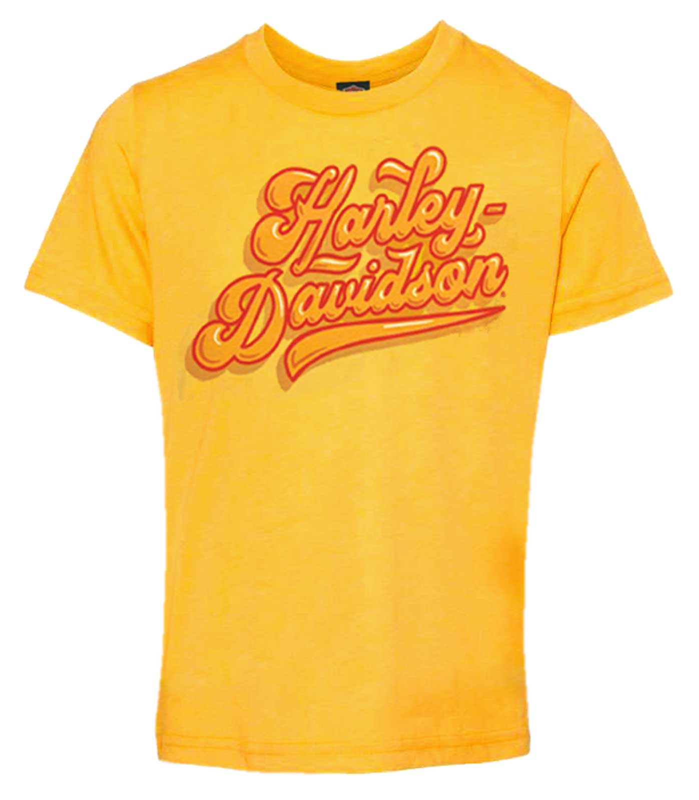 Harley-Davidson Girl's Bubble Script Short Sleeve Toddler Cotton Tee, Yellow - Wisconsin Harley-Davidson