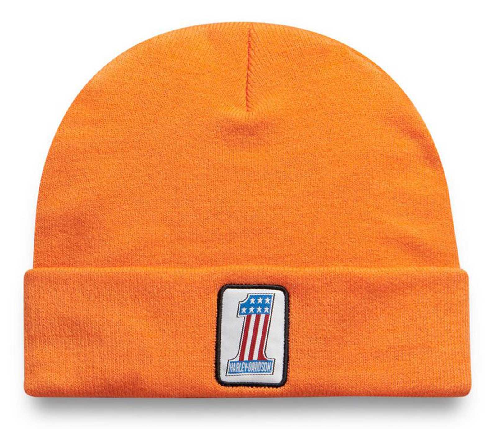 Harley-Davidson Men's #1 Logo Cuffed Knit Beanie Cap - Orange 97600-21VM - Wisconsin Harley-Davidson