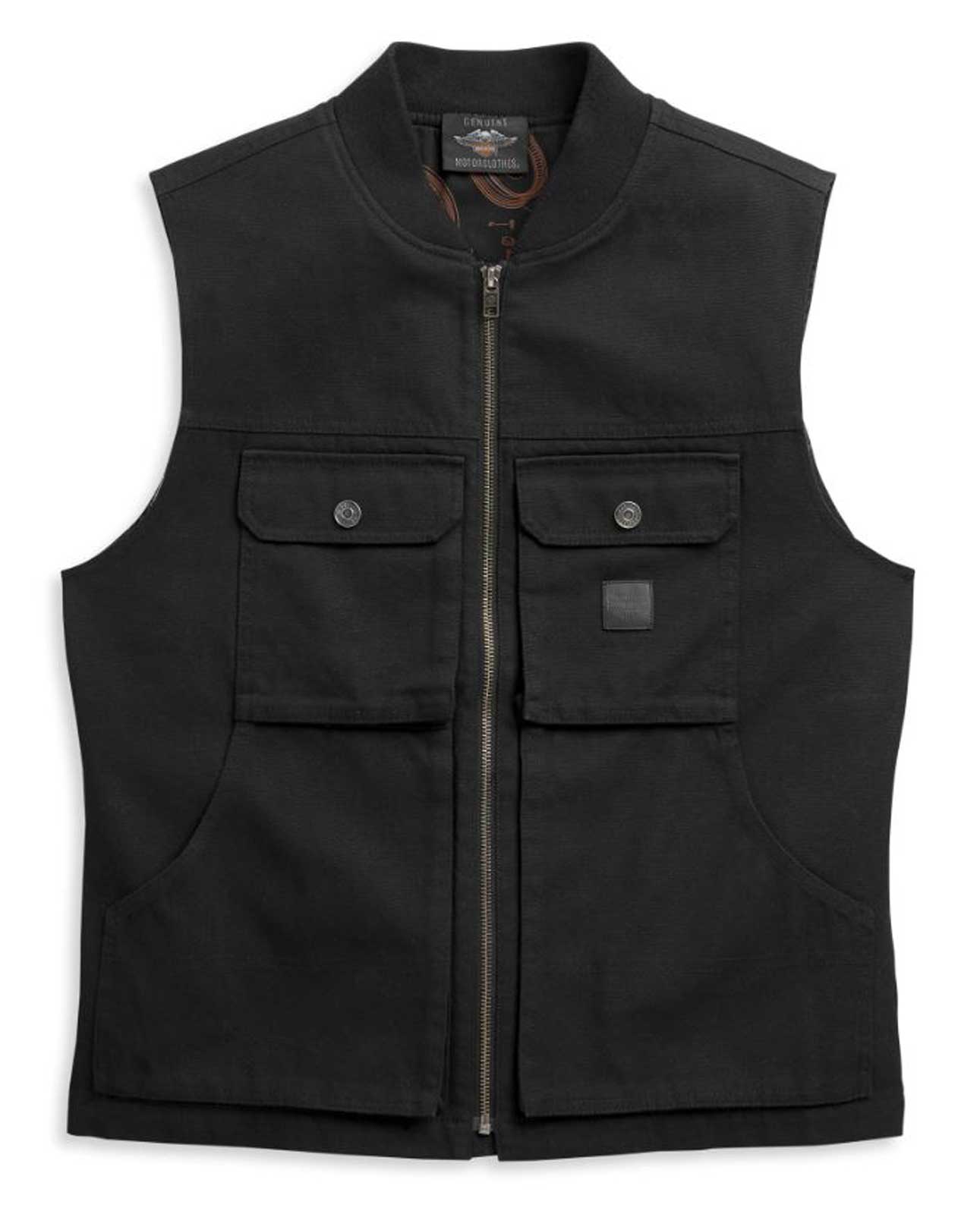 Harley-Davidson Men's Waxed Cotton Canvas Motorcycle Vest - Black 97446-21VM - Wisconsin Harley-Davidson