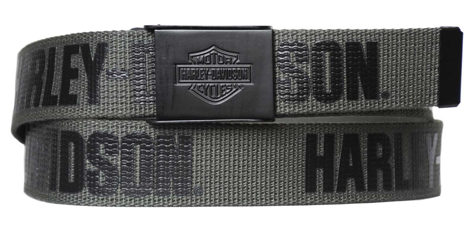 Harley-Davidson Men's Fasten Up Adjustable Slide Buckle Cotton Belt - Gray - Wisconsin Harley-Davidson