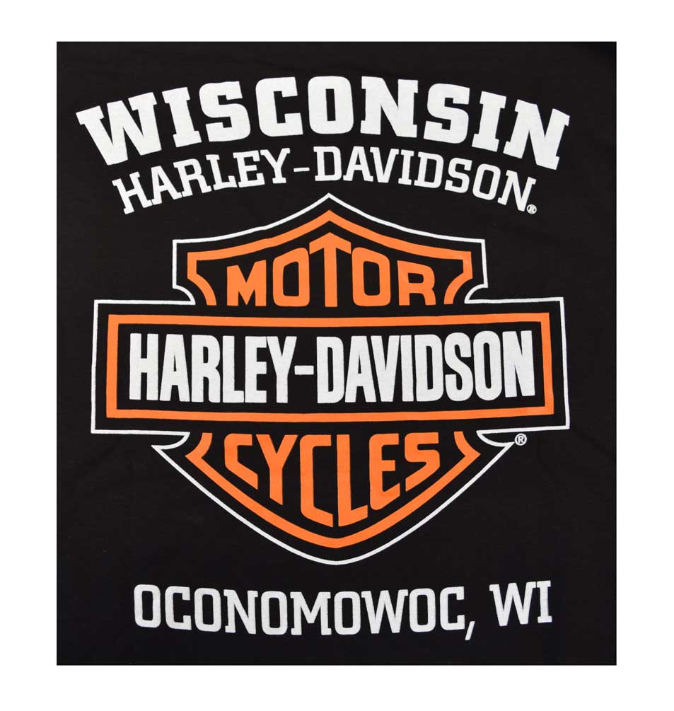 Harley-Davidson Free Shipping - Harley-Davidson Men's Elongated Orange Bar & Shield Black T-Shirt 30290285 - Free Shipping on many products plus Orders Over $99