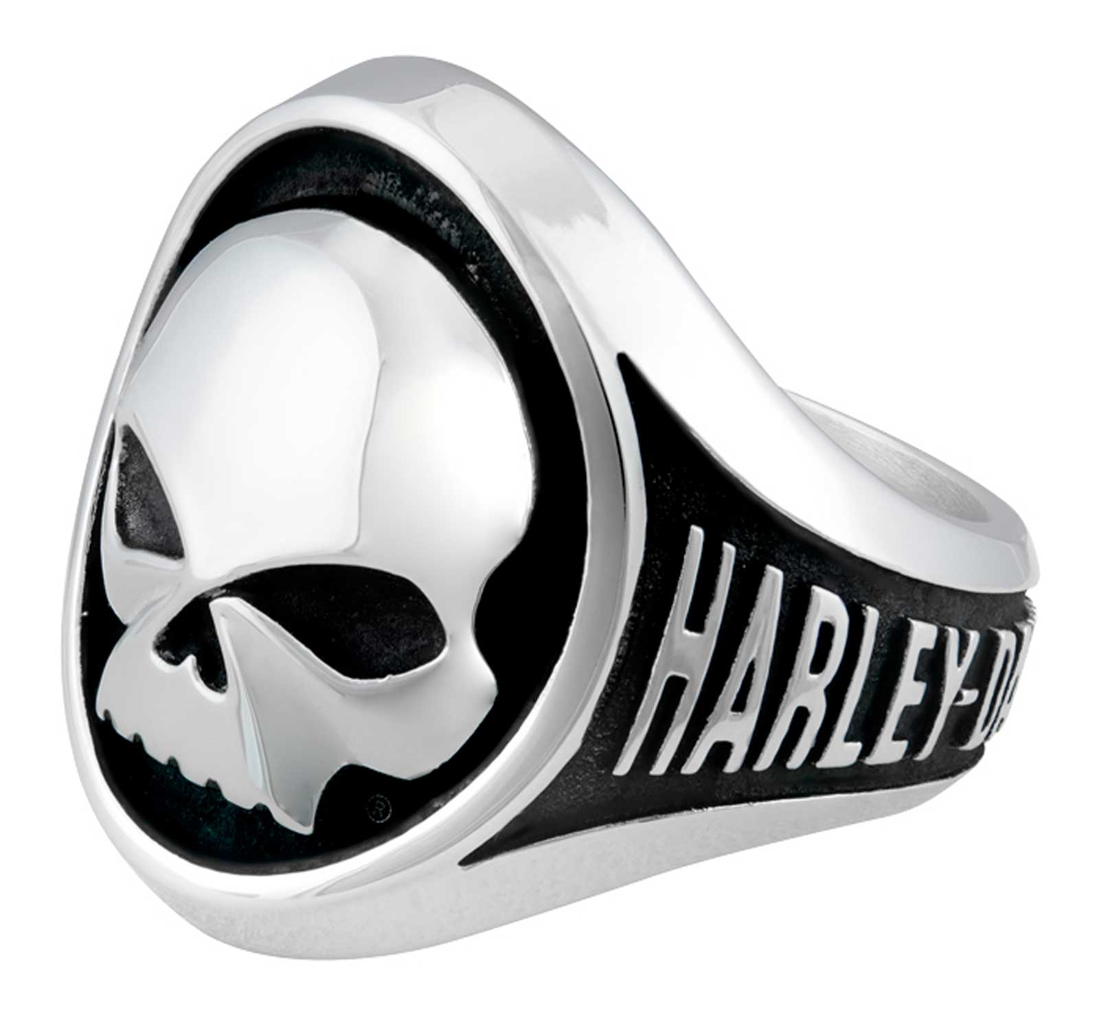 Harley-Davidson Men's Willie G Skull Stainless Steel Metal Ring - Silver/Black - No Hassle Returns at Wisconsin Harley