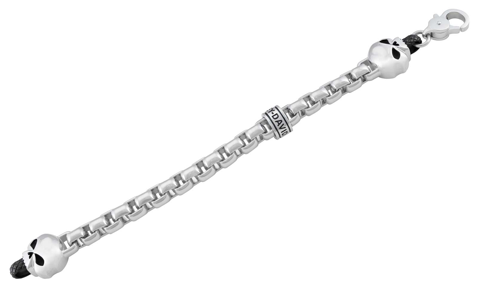 Harley-Davidson Free Shipping - Harley-Davidson Men's Steel Rolo Chain Double Skull Metal Bracelet - Silver - Free Shipping on many products plus Orders Over $99