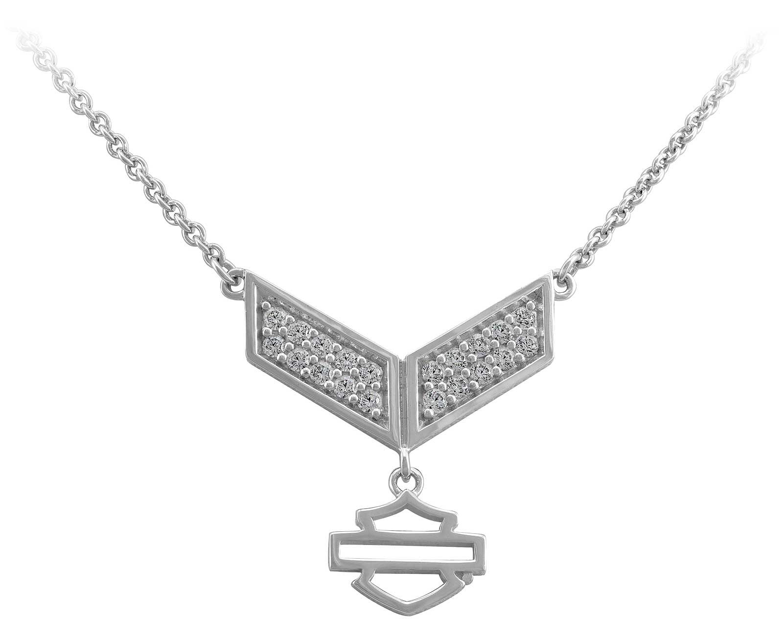 Harley-Davidson Women's Insignia Bling Bar & Shield Necklace, Sterling Silver - Wisconsin Harley-Davidson