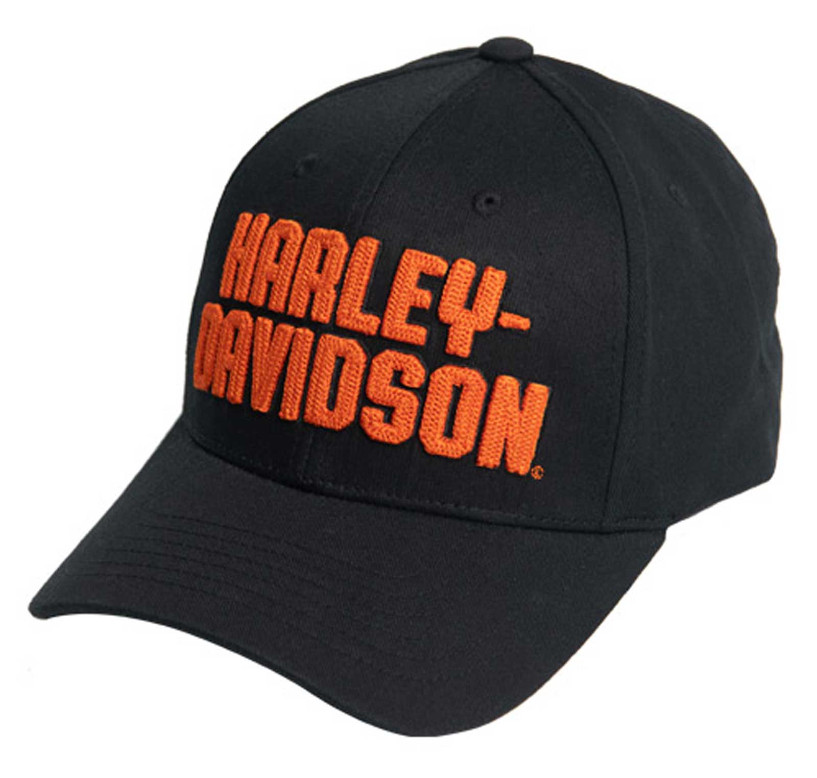 Harley-Davidson Men's Chain Stitch Curved Bill Stretch Fit Baseball Cap - Black - Wisconsin Harley-Davidson